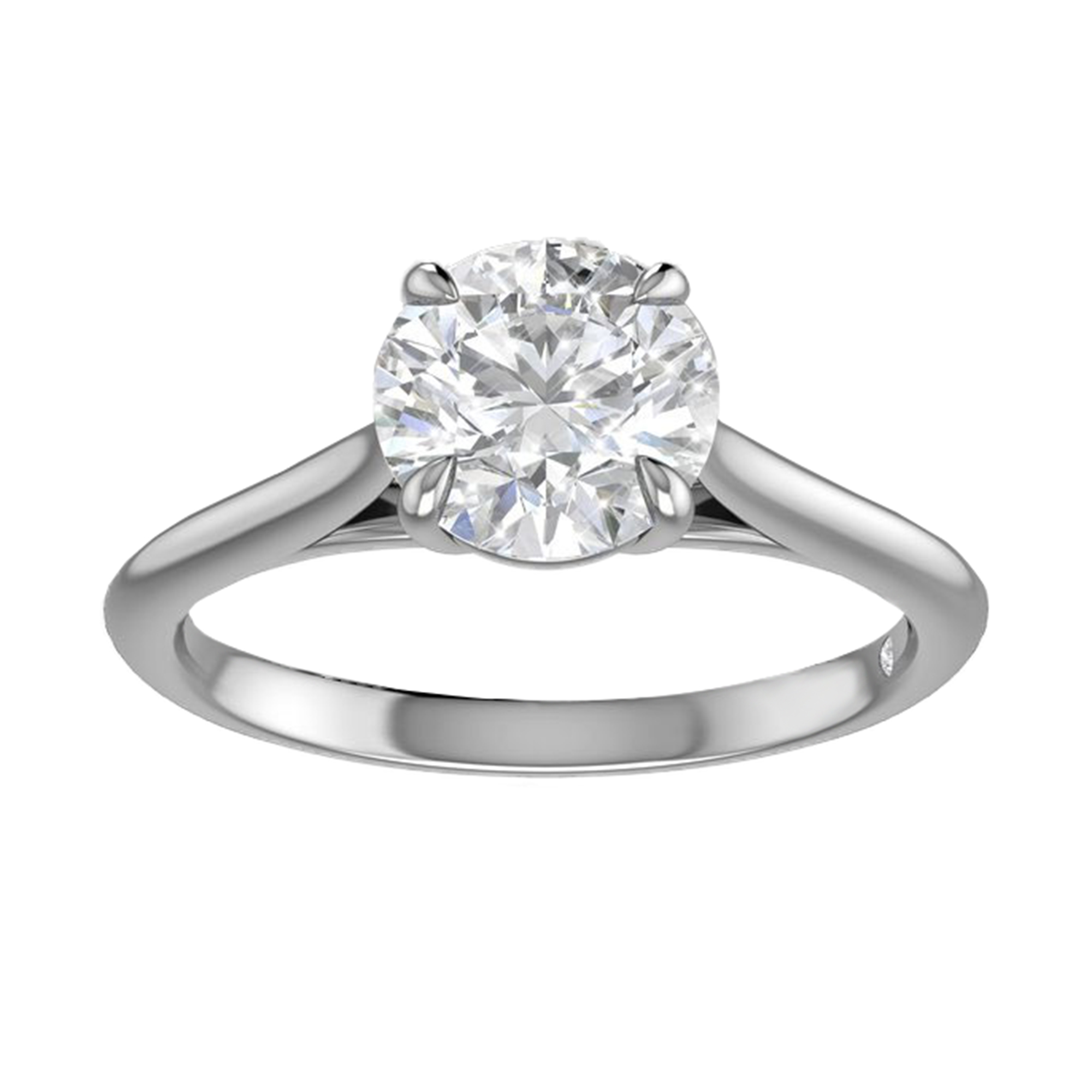 White Gold Solitaire Cathedral Ring Setting with 1.25 ct Head