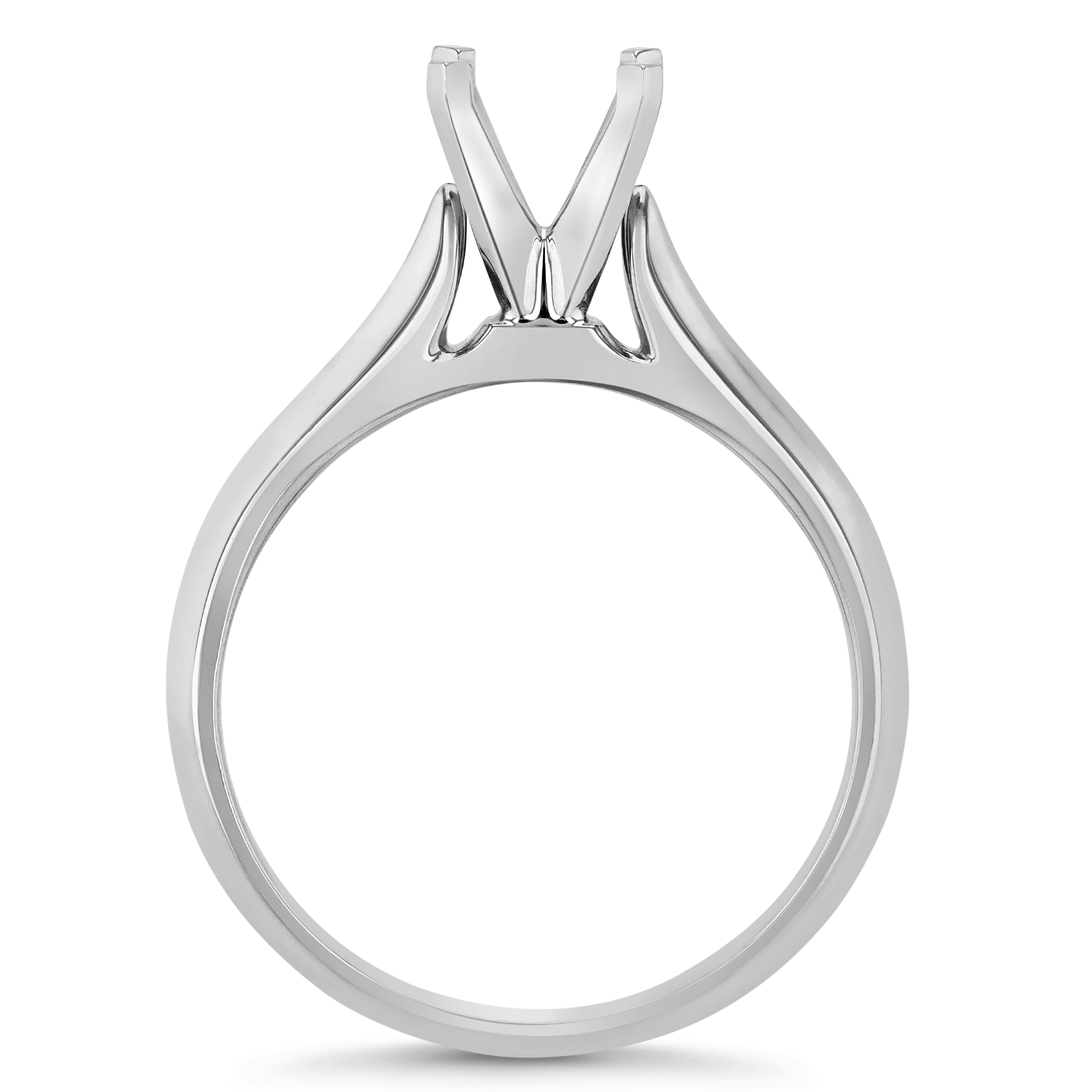 White Gold Solitaire Cathedral Engagement Ring Mounting