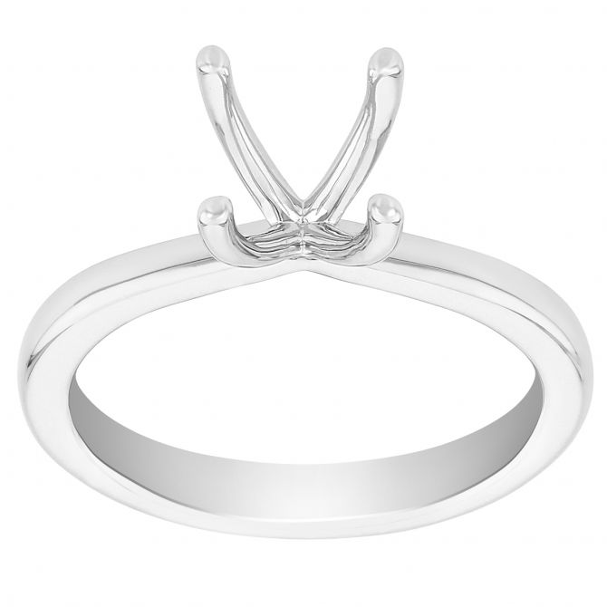 White Gold Solitaire 4 Prong Ring Setting with 2 ct Head