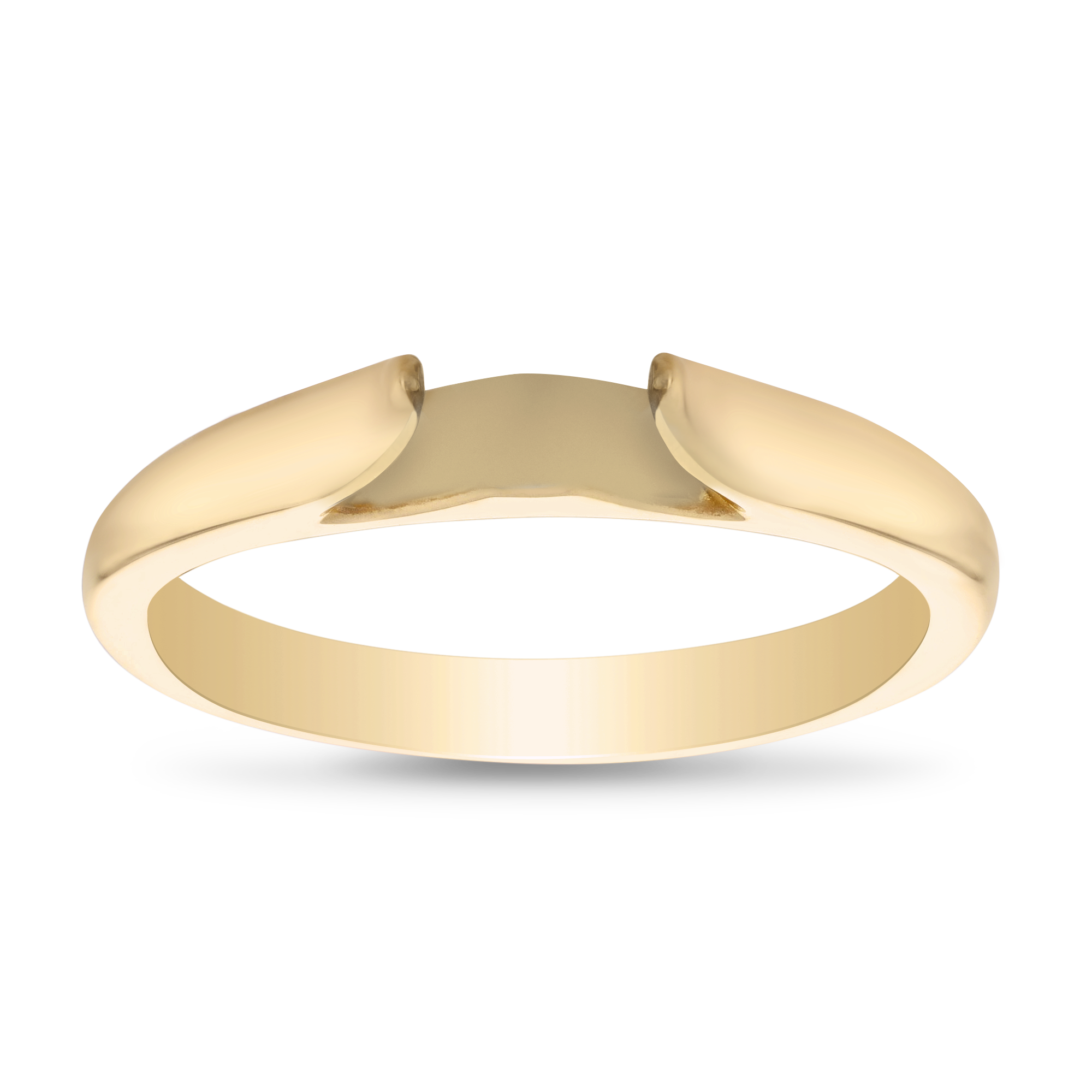 14K Yellow Gold Solitaire Cathedral Engagement Ring Mounting with Contrast Prongs