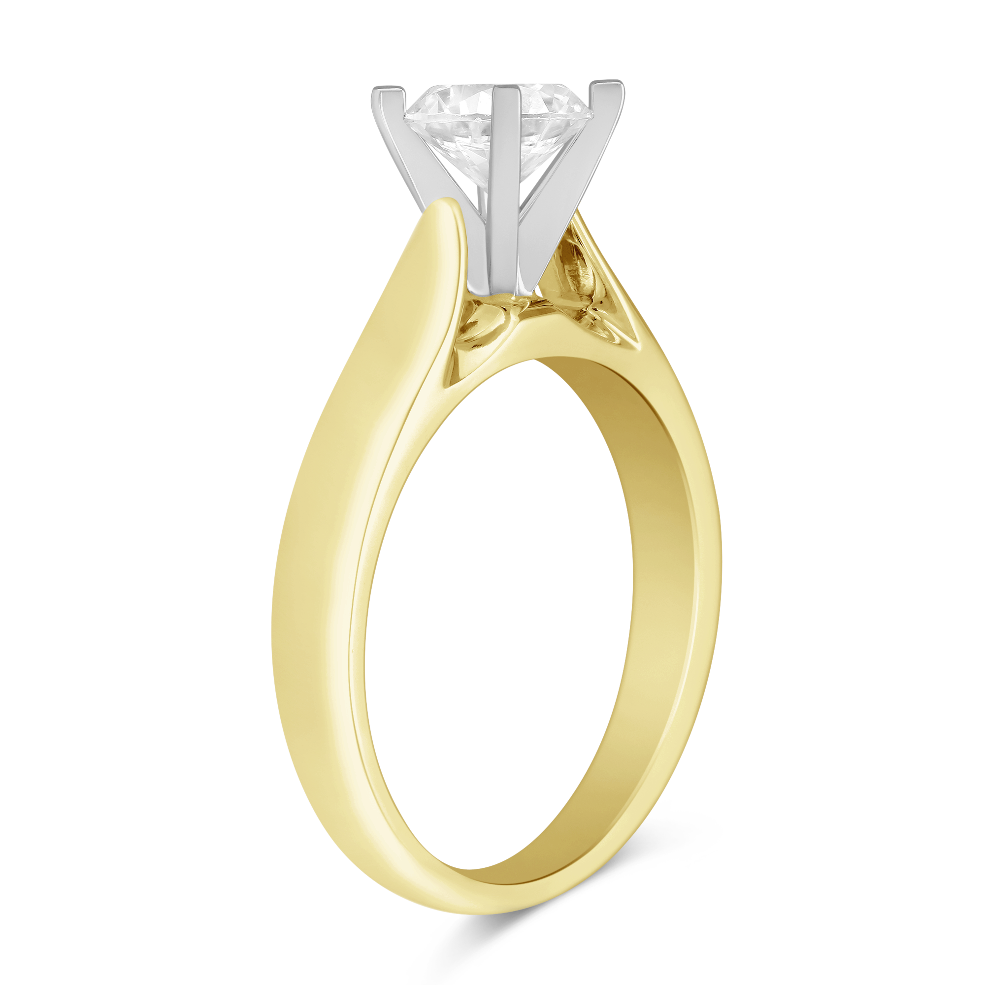 14K Yellow Gold Cathedral Solitaire Ring Setting