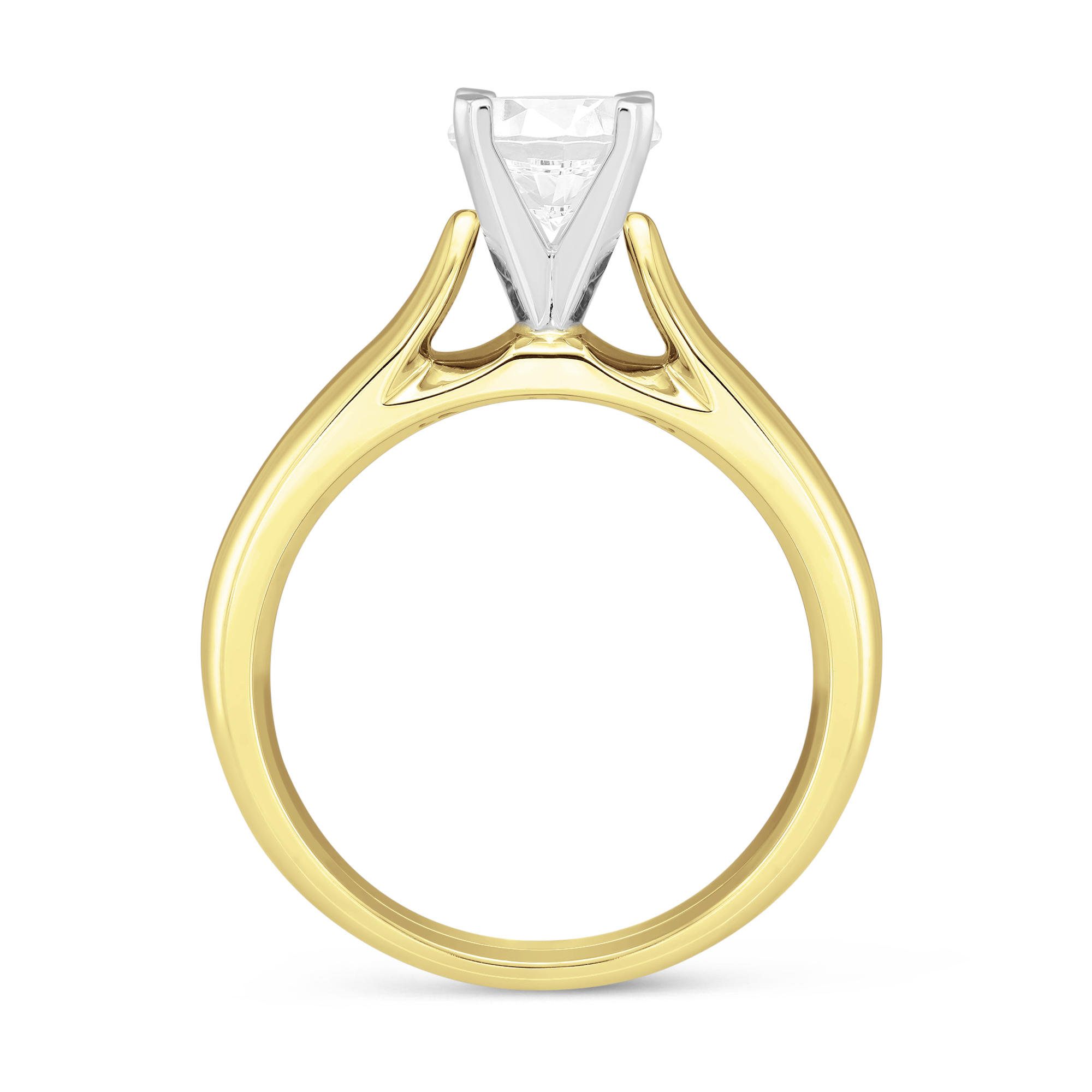 14K Yellow Gold Cathedral Solitaire Ring Setting