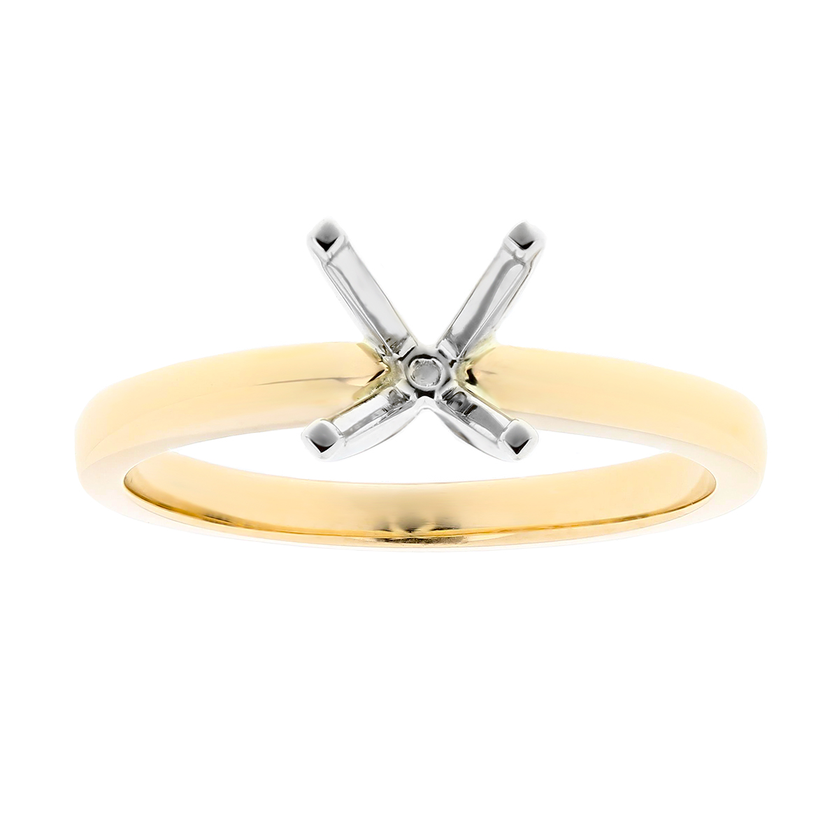 Yellow Gold Solitaire Ring Setting, Size 7