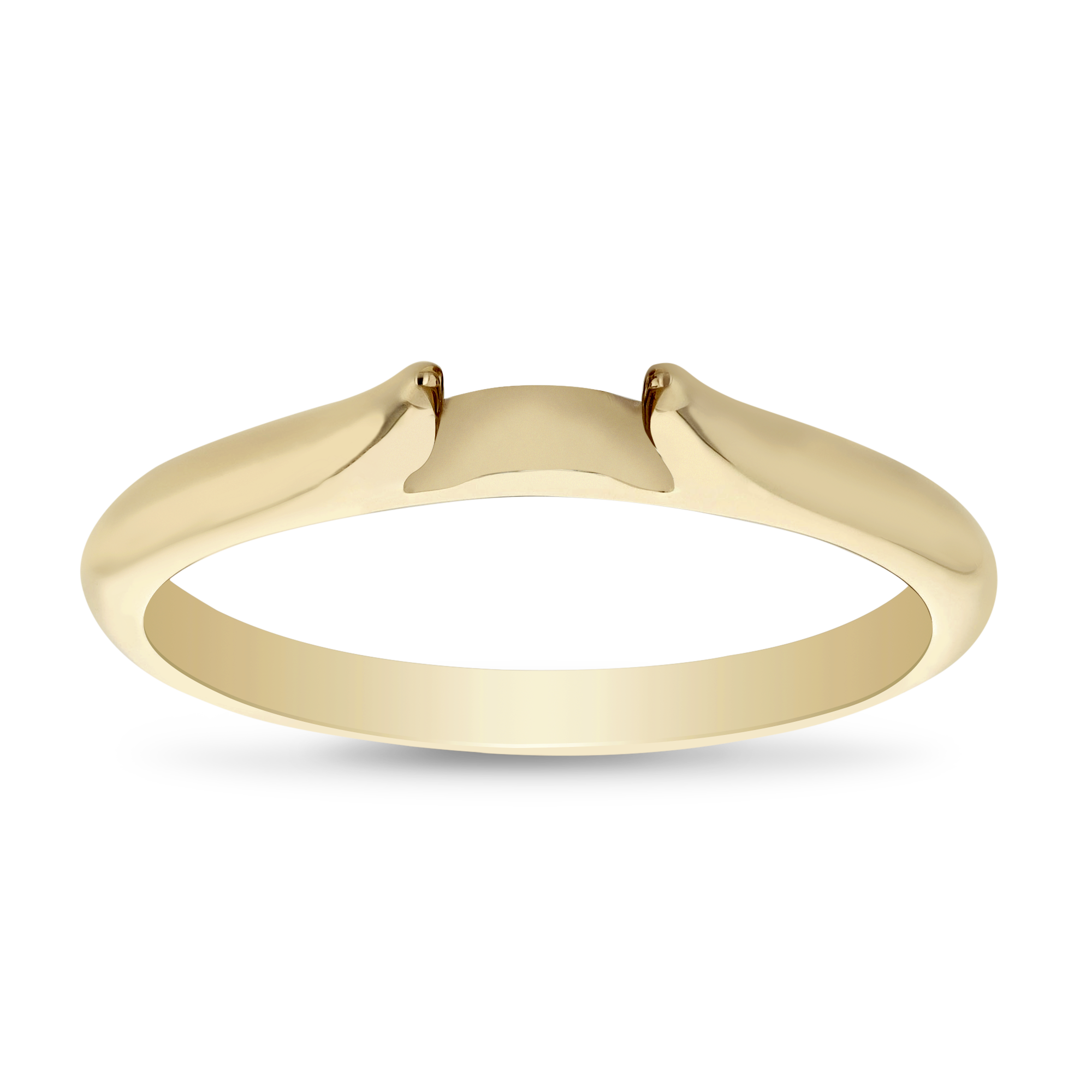 14K Yellow Gold Solitaire Cathedral Engagement Ring Mounting with Contrast Prongs