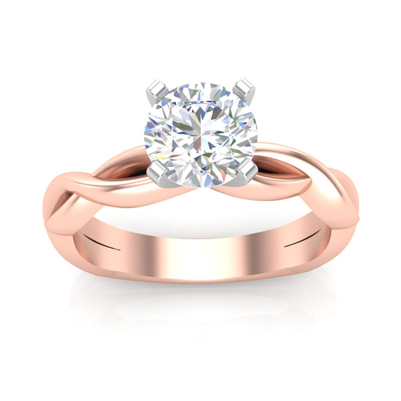 Crossover Solitaire Ring Setting in Rose Gold