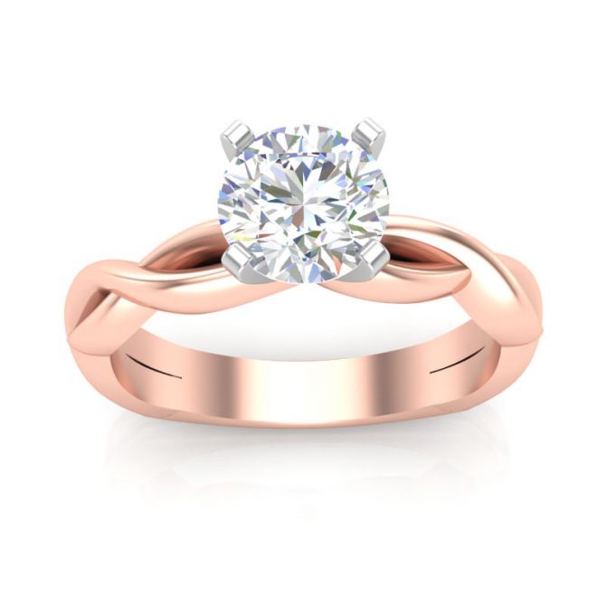 Crossover Solitaire Ring Setting in Rose Gold