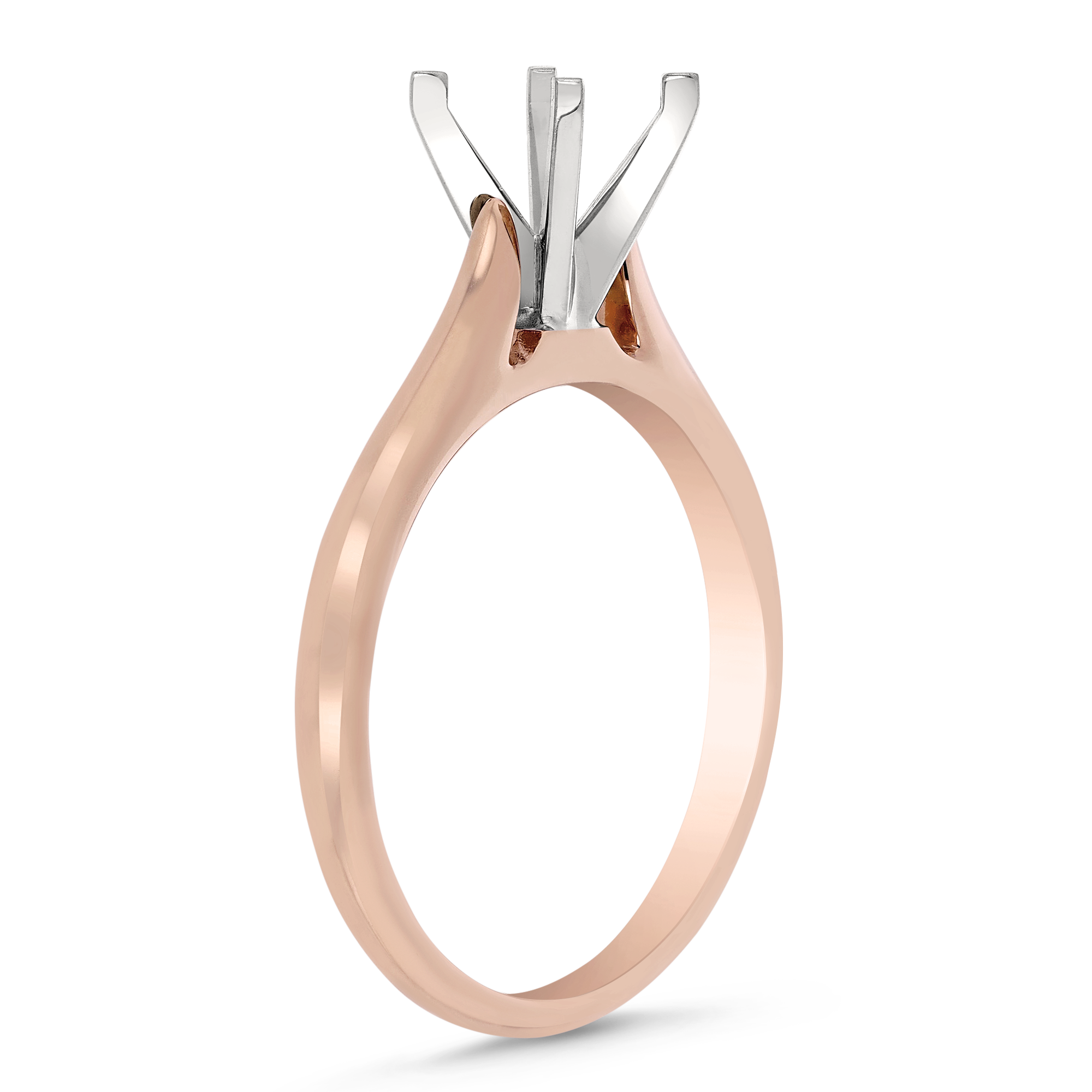 Rose Gold Solitaire Cathedral Engagement Ring Mounting with Contrast Prongs