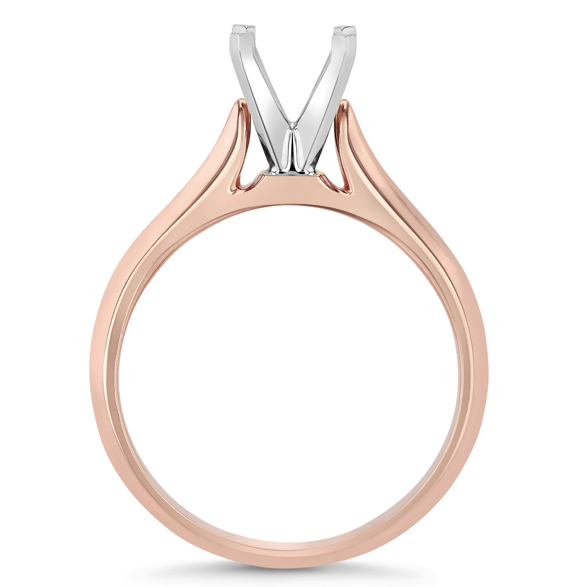 Rose Gold Solitaire Cathedral Engagement Ring Mounting with Contrast Prongs