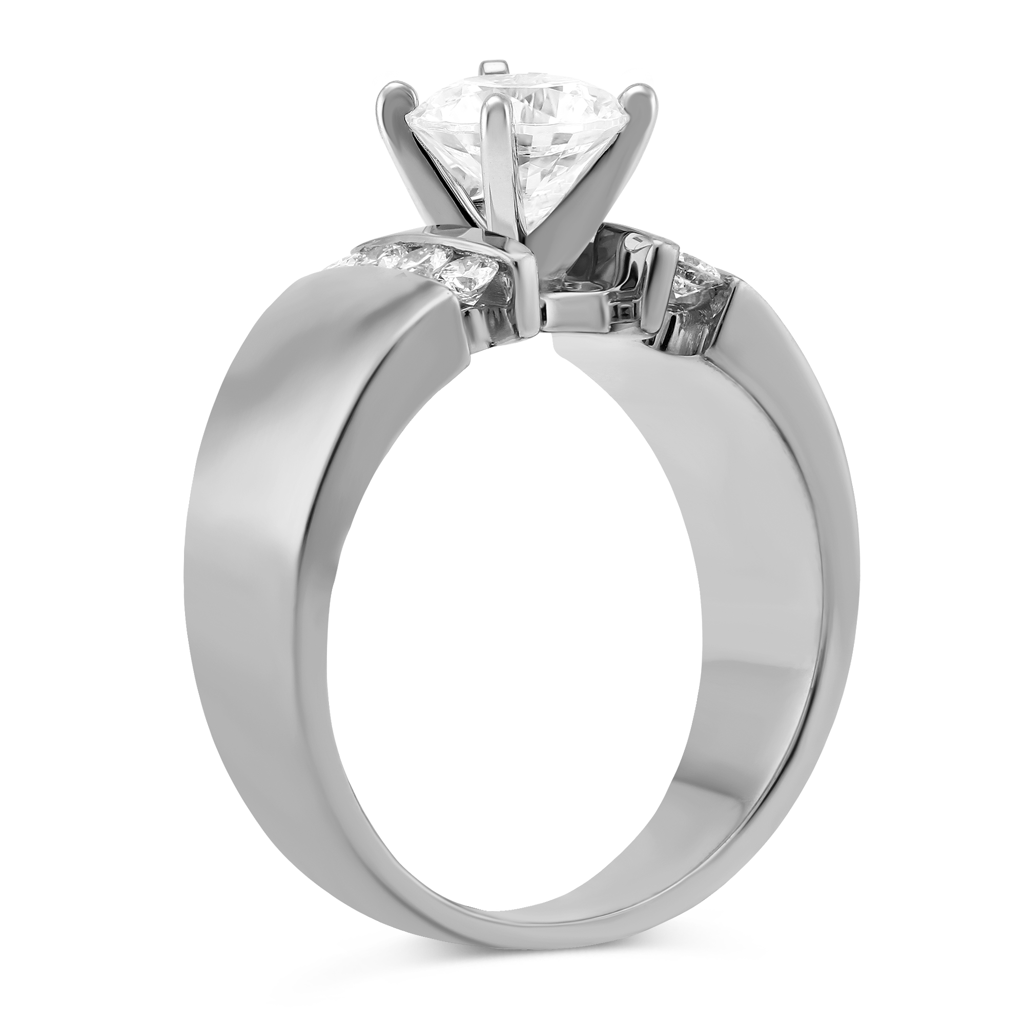 White Gold Bold Vertical Channel Set Round Diamond Ring Setting