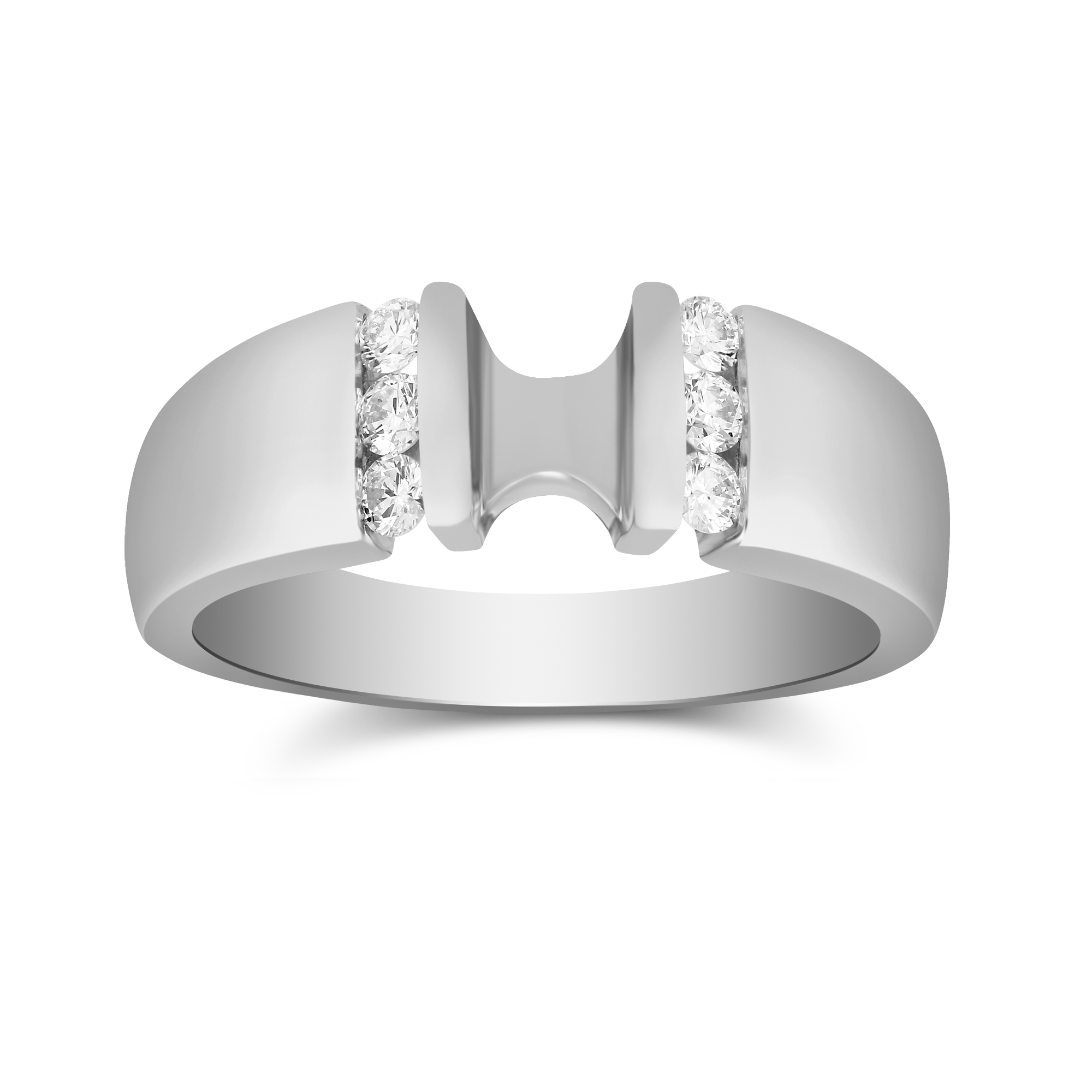 White Gold Single Vertical Channel Round Diamond Ring Setting