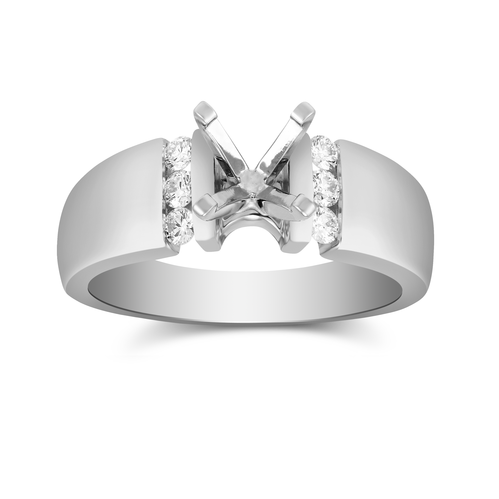 White Gold Single Vertical Channel Round Diamond Ring Setting