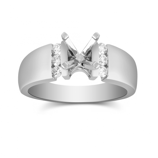 White Gold Single Vertical Channel Round Diamond Ring Setting