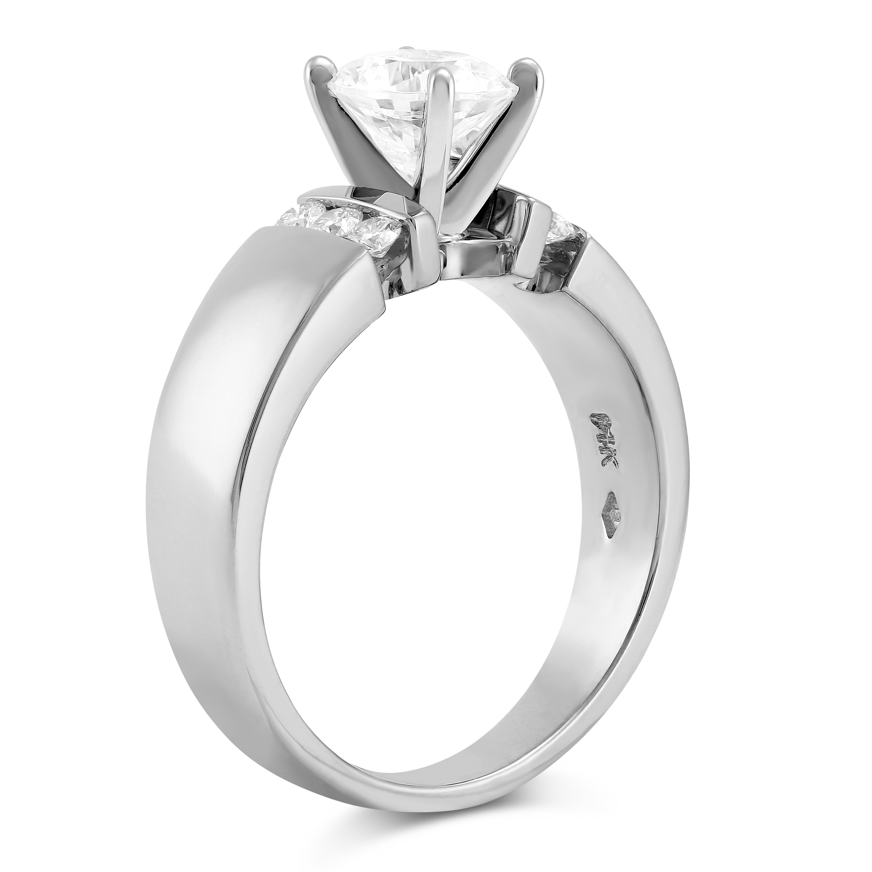 White Gold Single Vertical Channel Round Diamond Ring Setting