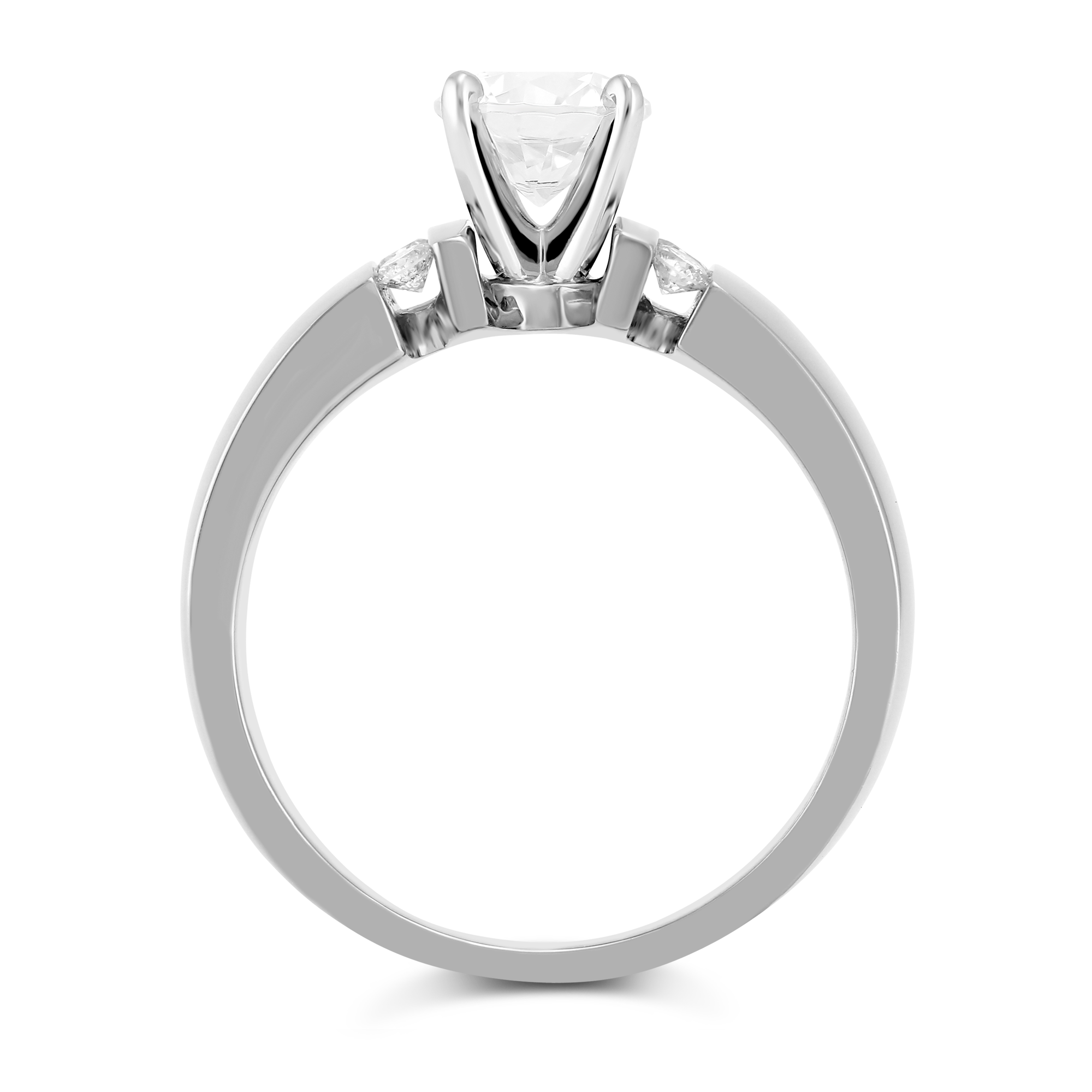 White Gold Single Vertical Channel Round Diamond Ring Setting