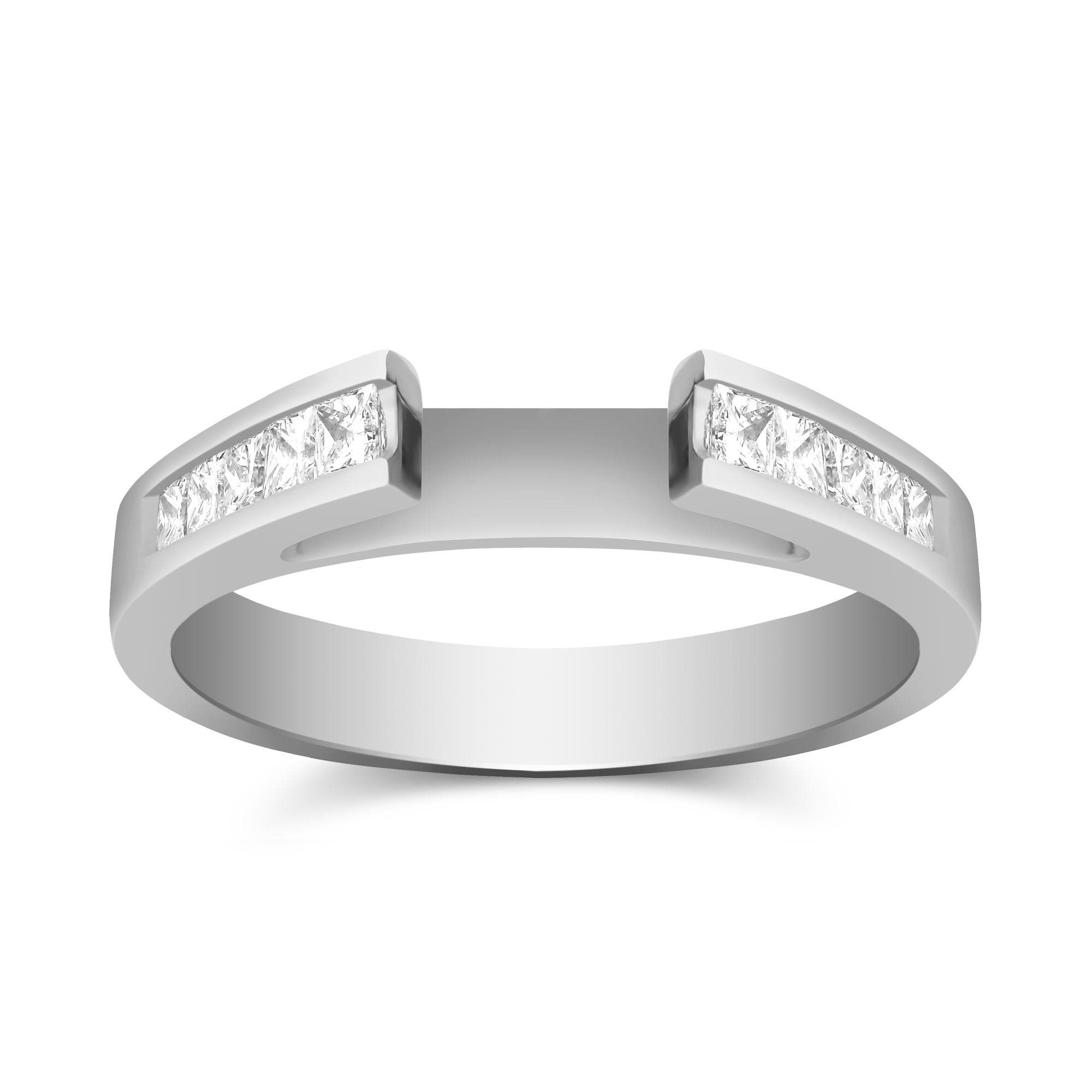 White Gold Channel Set Princess Cut Diamond Ring Setting