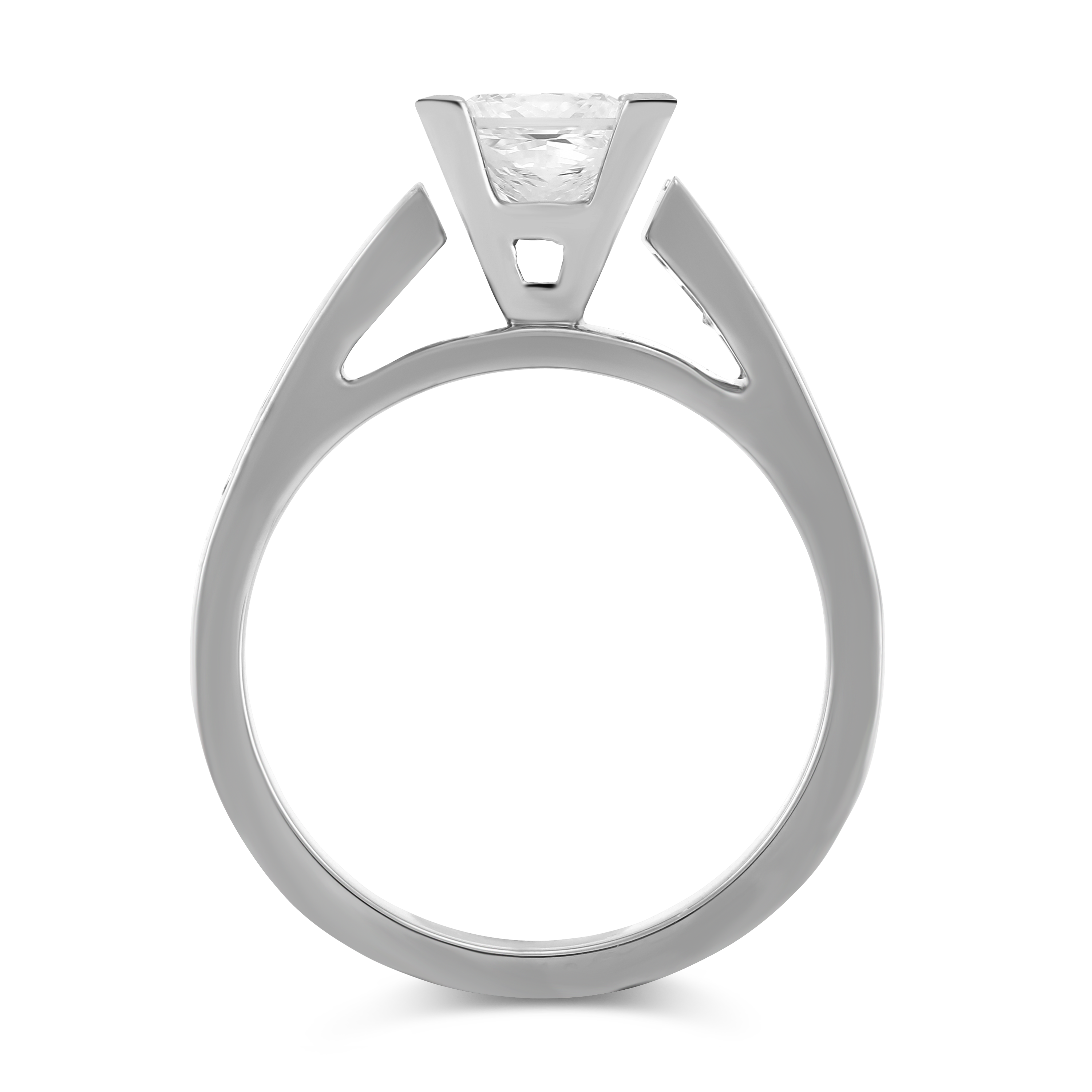 White Gold Channel Set Princess Cut Diamond Ring Setting