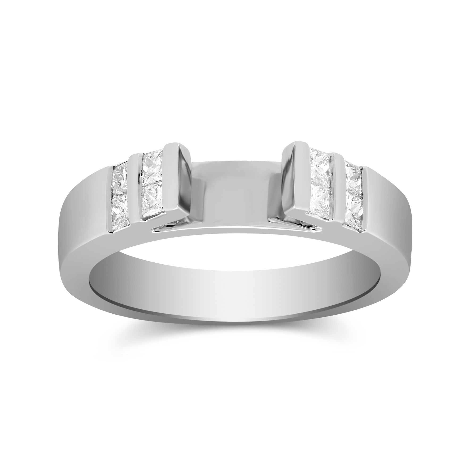 White Gold Petite Vertical Channel Set Princess Cut Diamond Ring Setting