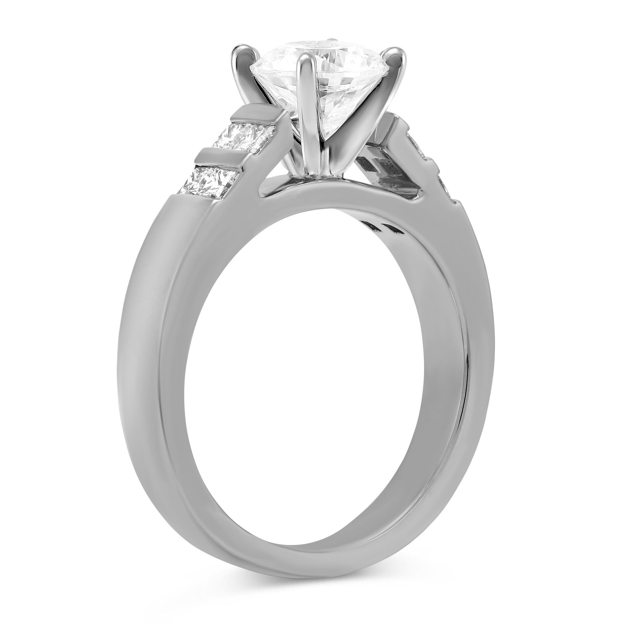 White Gold Petite Vertical Channel Set Princess Cut Diamond Ring Setting