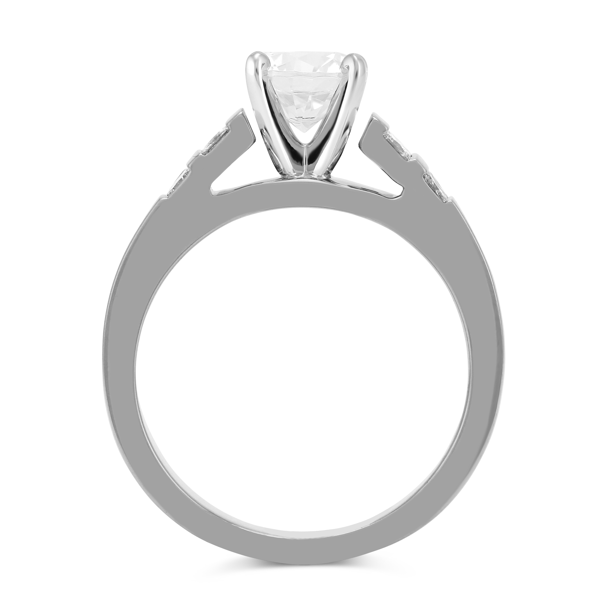 White Gold Petite Vertical Channel Set Princess Cut Diamond Ring Setting