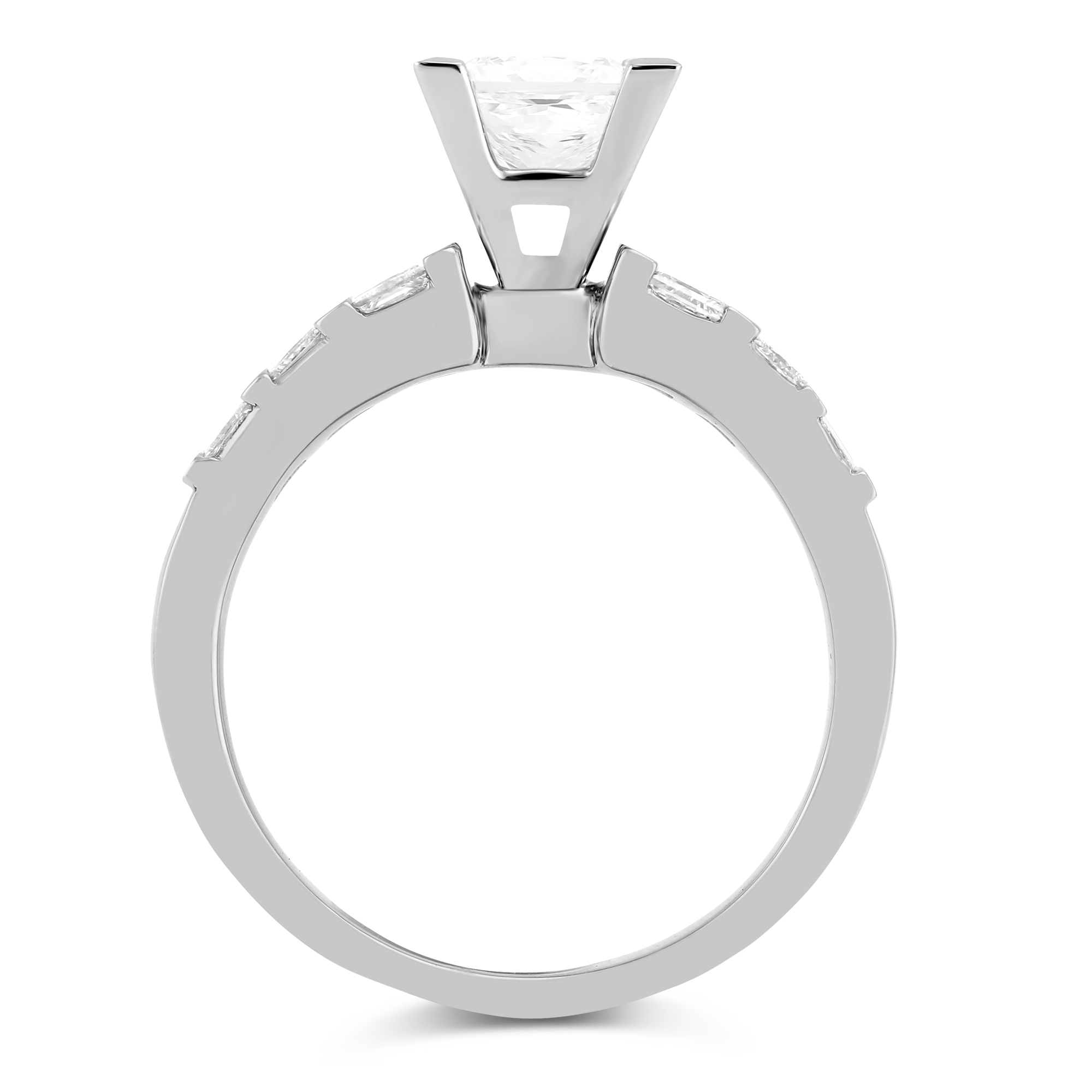 White Gold Vertical Channel Set Princess Cut Diamond Ring Setting