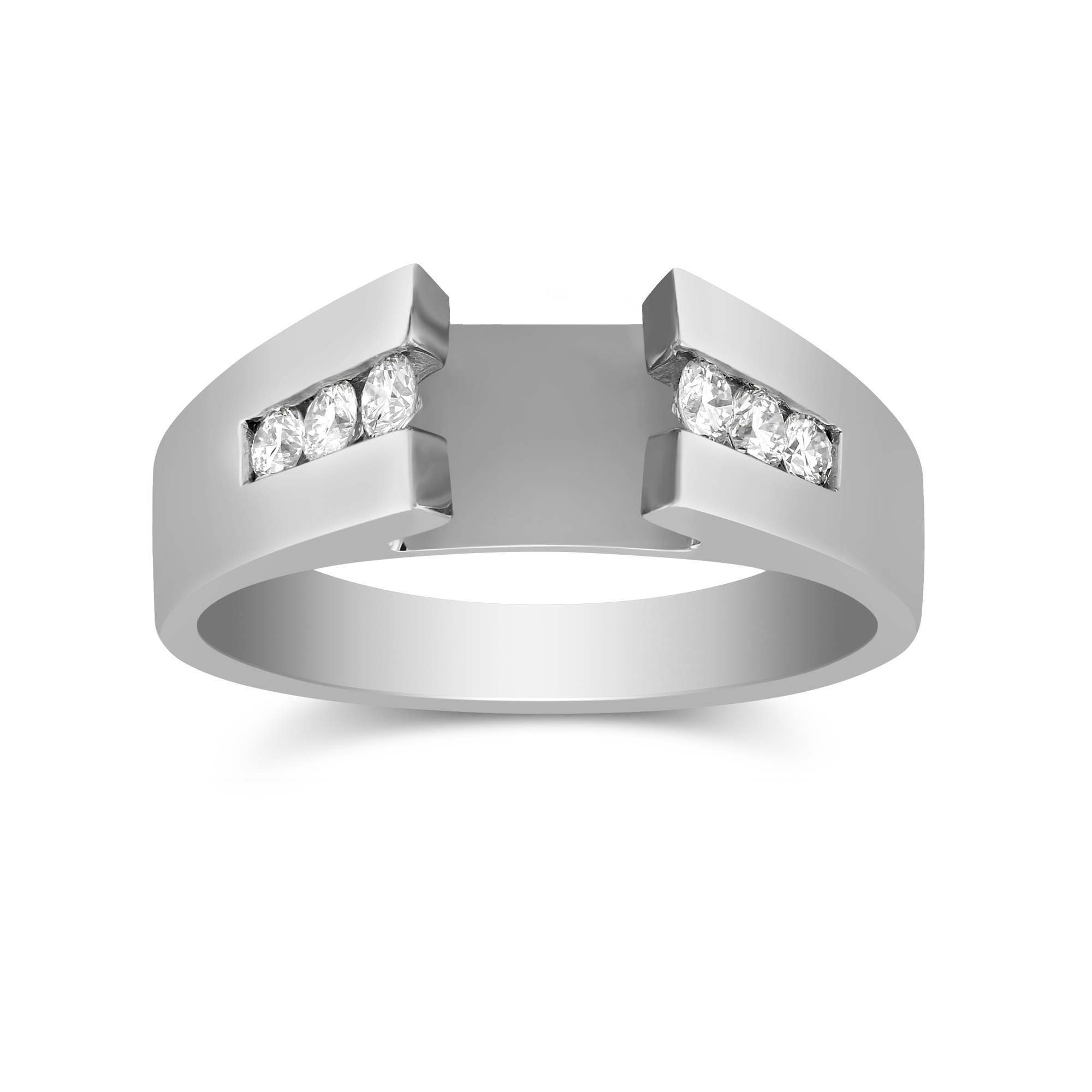 White Gold Channel Set Round Diamond Cathedral Style Ring Setting