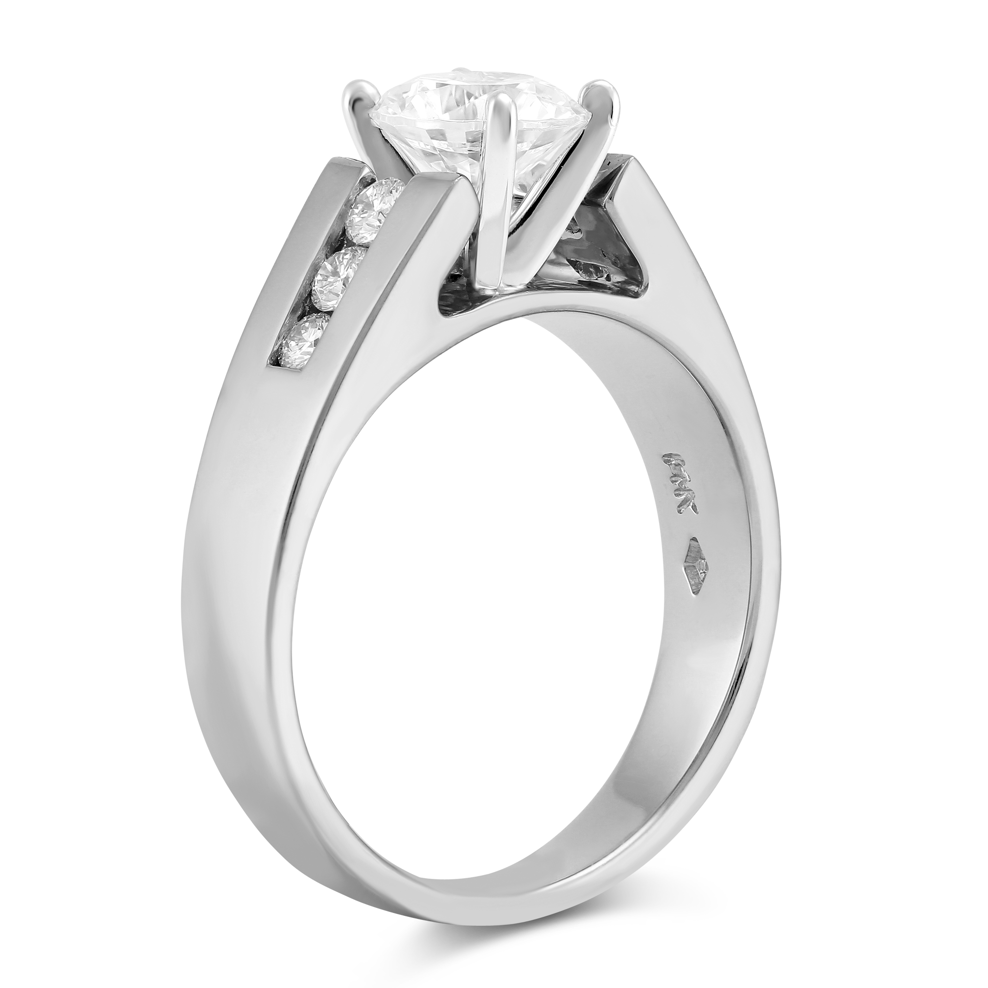 White Gold Channel Set Round Diamond Cathedral Style Ring Setting