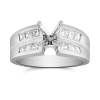 White Gold Double Concave Double Channel Set Princess Cut Diamond Ring Setting