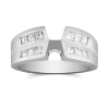 White Gold Double Concave Double Channel Set Princess Cut Diamond Ring Setting