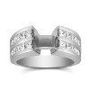 White Gold Double Channel Set Princess Cut Low Cathedral Style Diamond Ring Setting