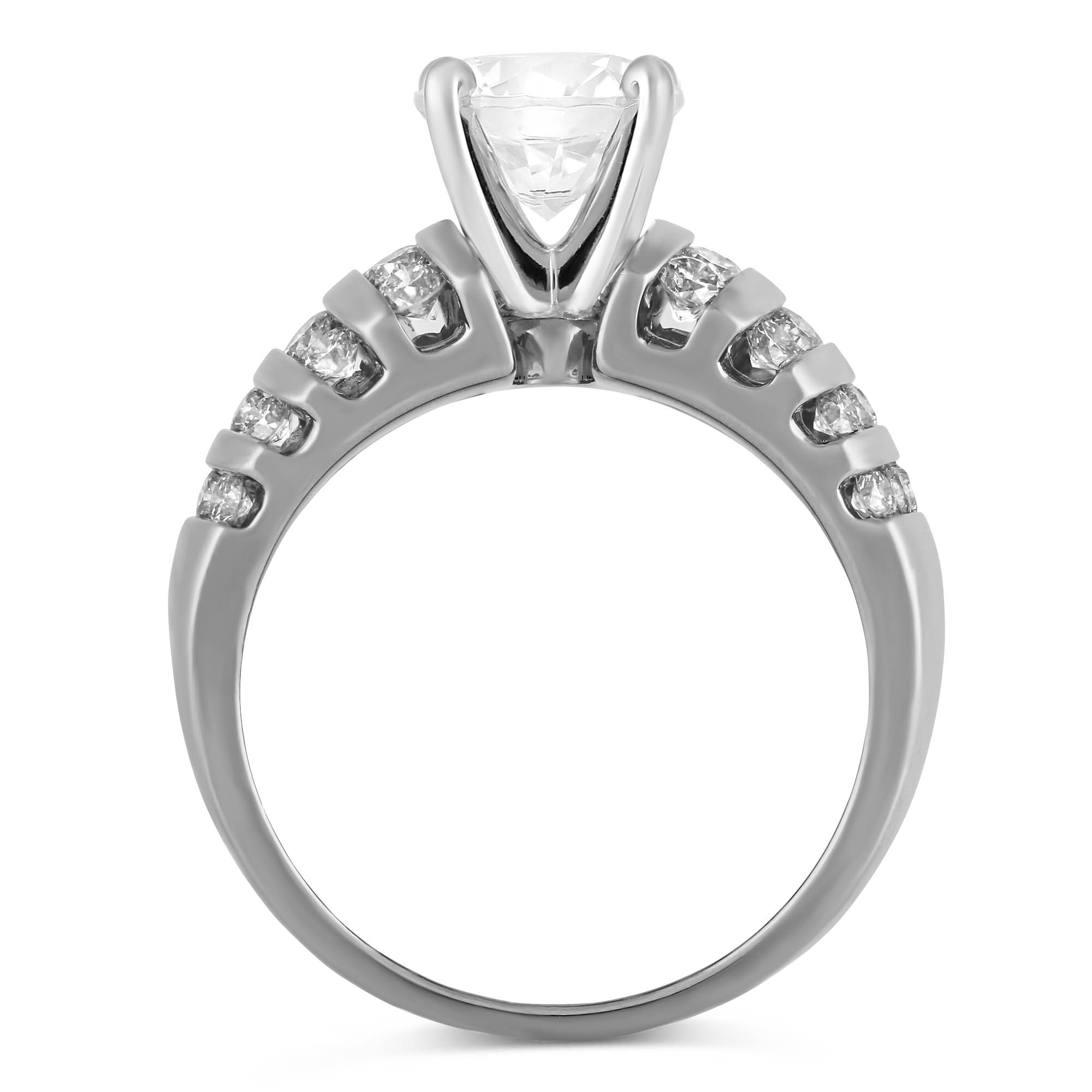 14K White Gold Bold Vertical Channel Set Round Diamond Ring Setting