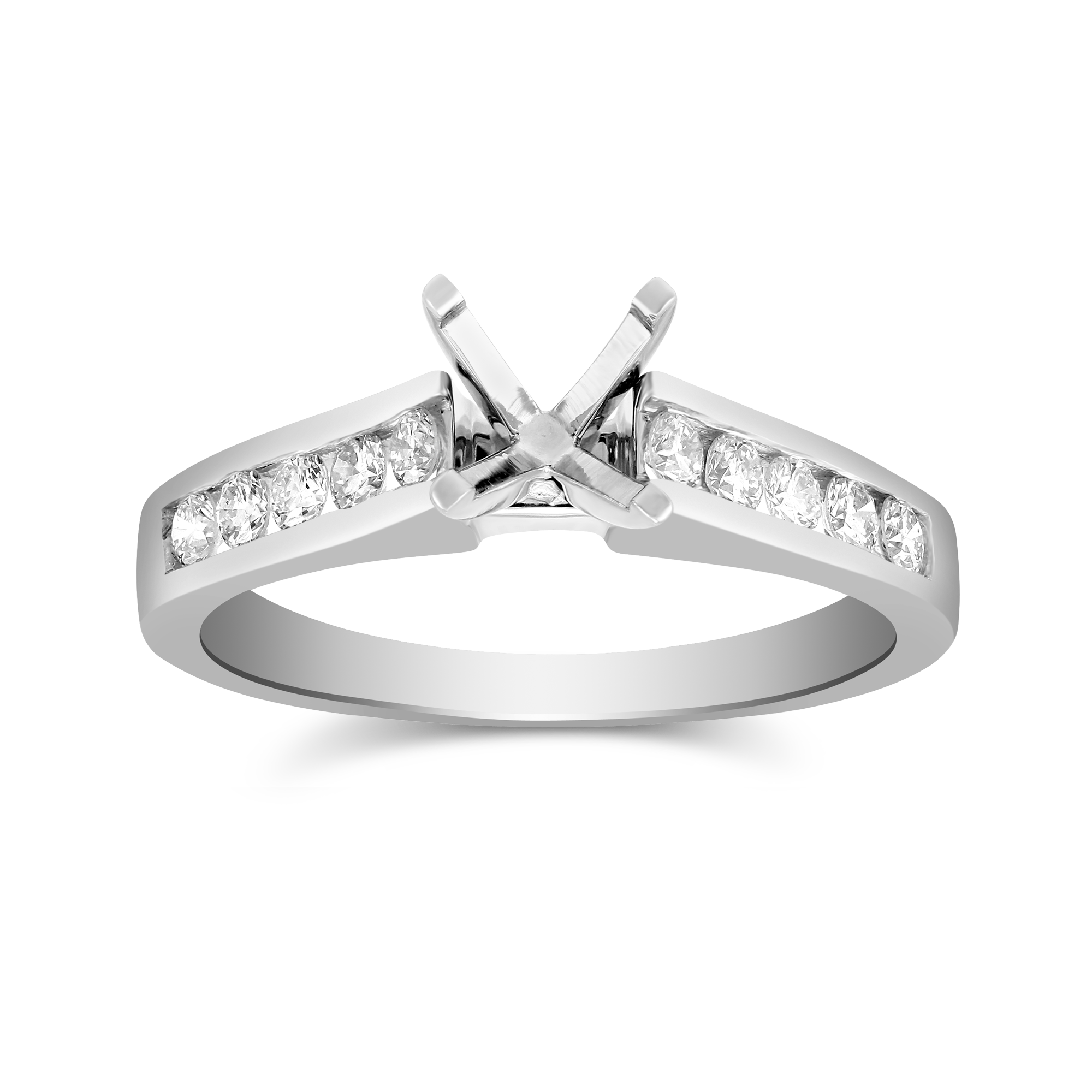 White Gold Channel Set Round Diamond Ring Setting