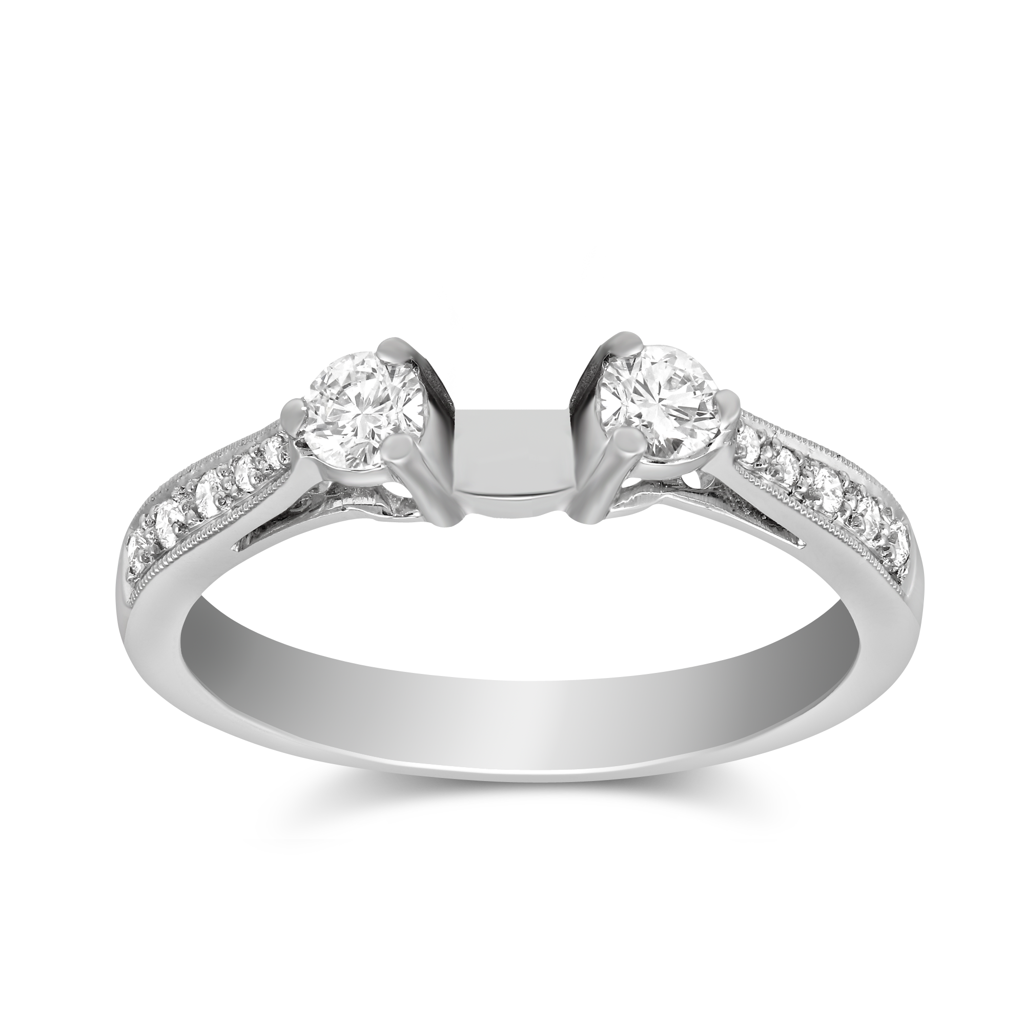 White Gold Prong and Channel Set Round Diamond Ring Setting