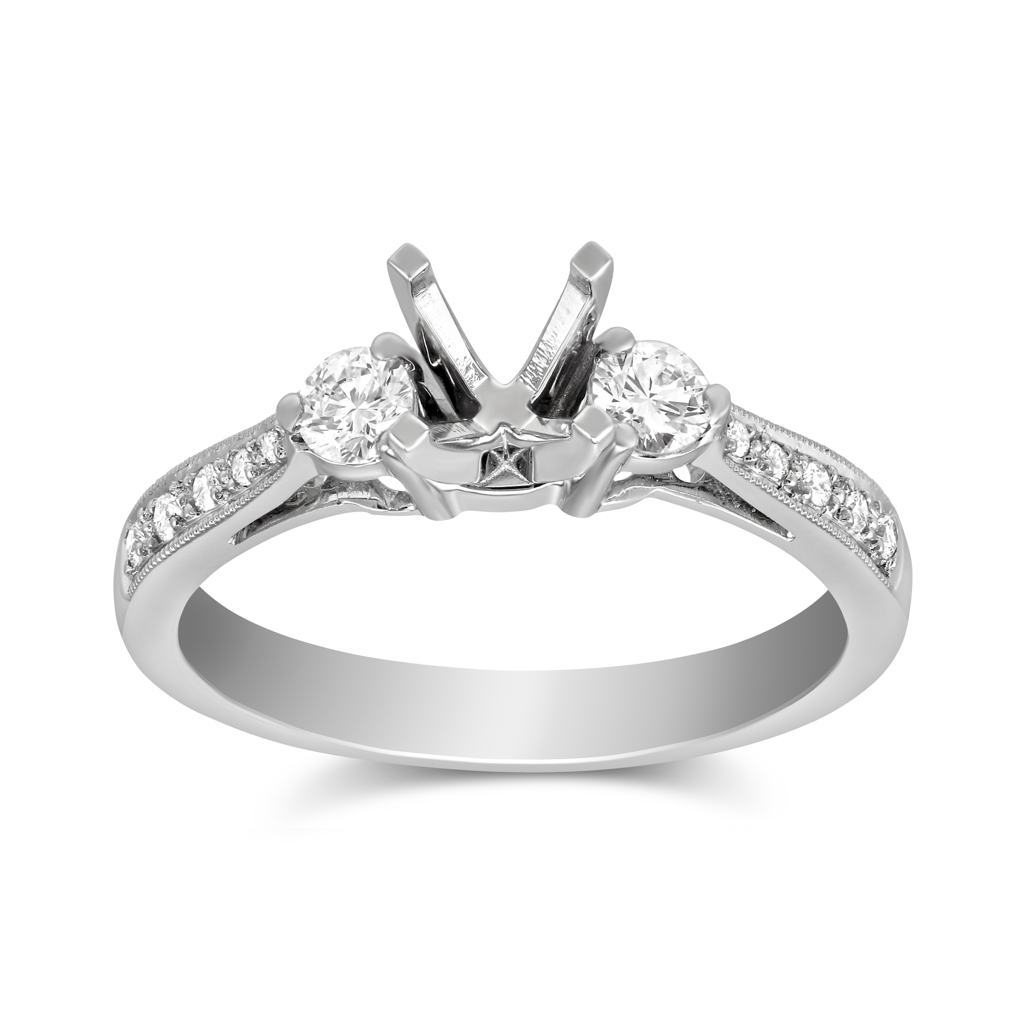 White Gold Prong and Channel Set Round Diamond Ring Setting | Borsheims