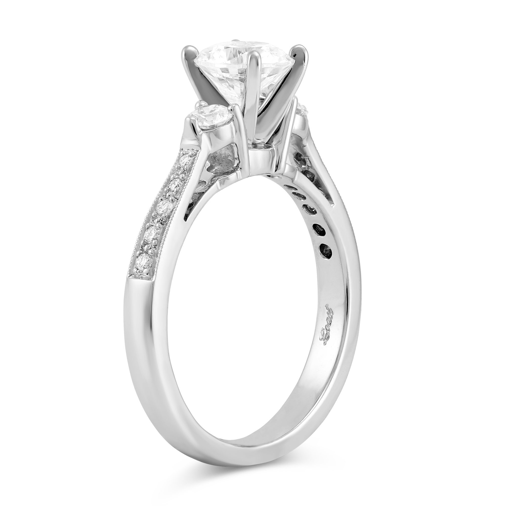 White Gold Prong and Channel Set Round Diamond Ring Setting
