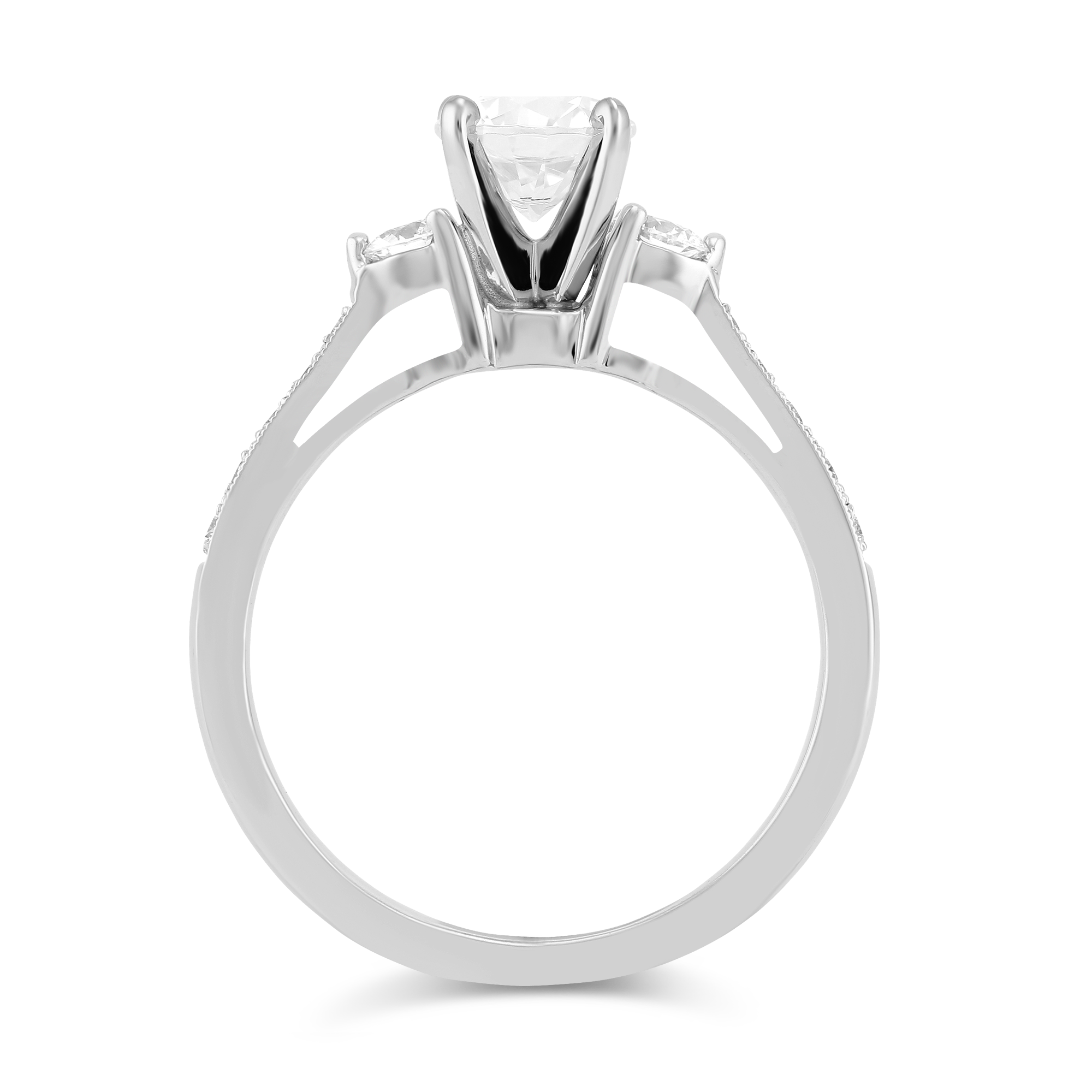 White Gold Prong and Channel Set Round Diamond Ring Setting