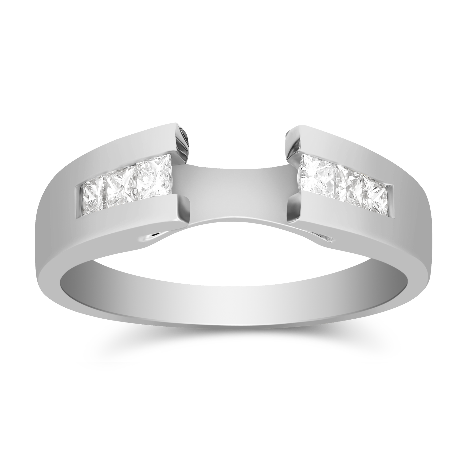 White Gold Petite Channel Set Princess Cut Diamond Ring Setting