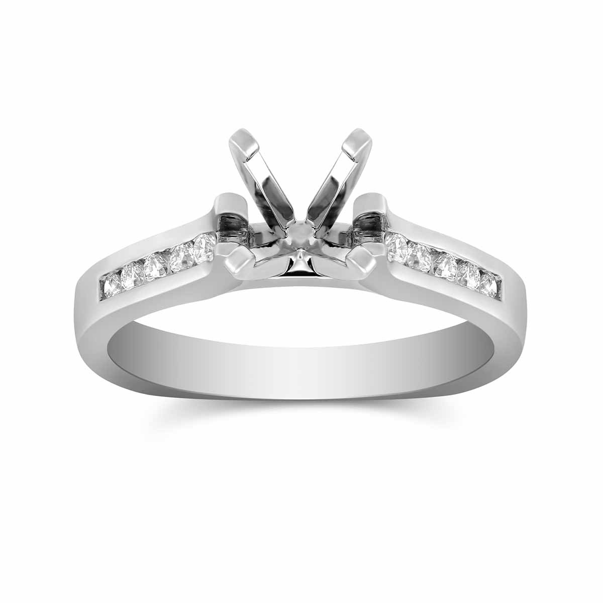 14K White Gold Petite Channel Set Round Diamond Ring Setting
