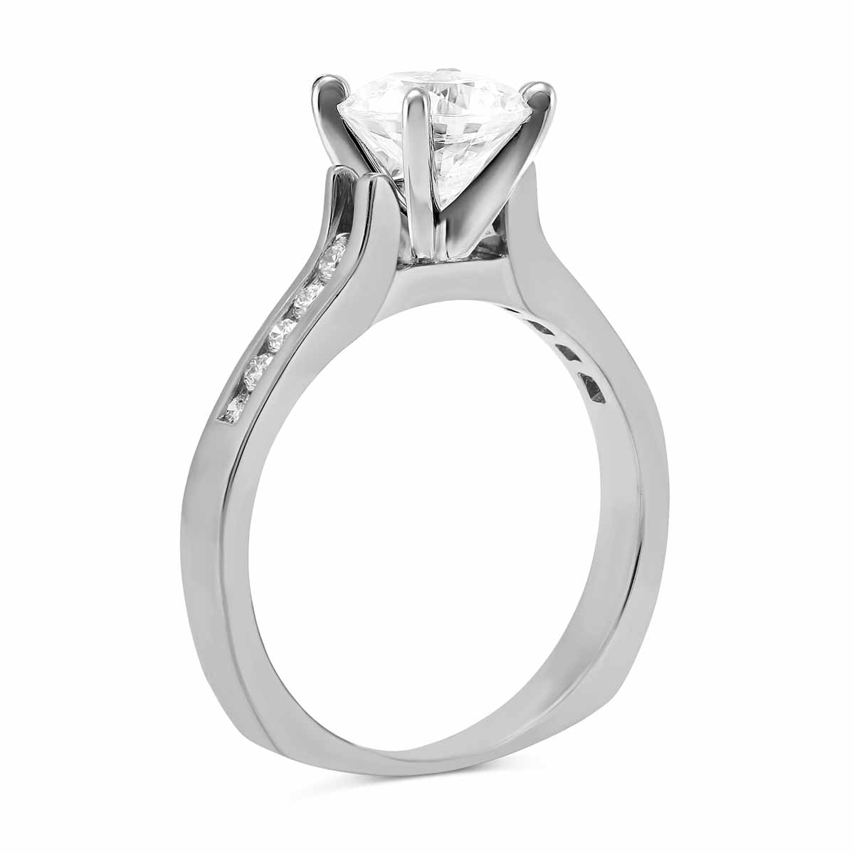 14K White Gold Petite Channel Set Round Diamond Ring Setting
