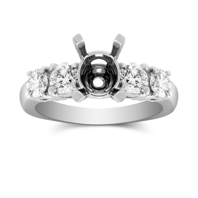 18K White Gold Prong Set Round Diamond Ring Setting