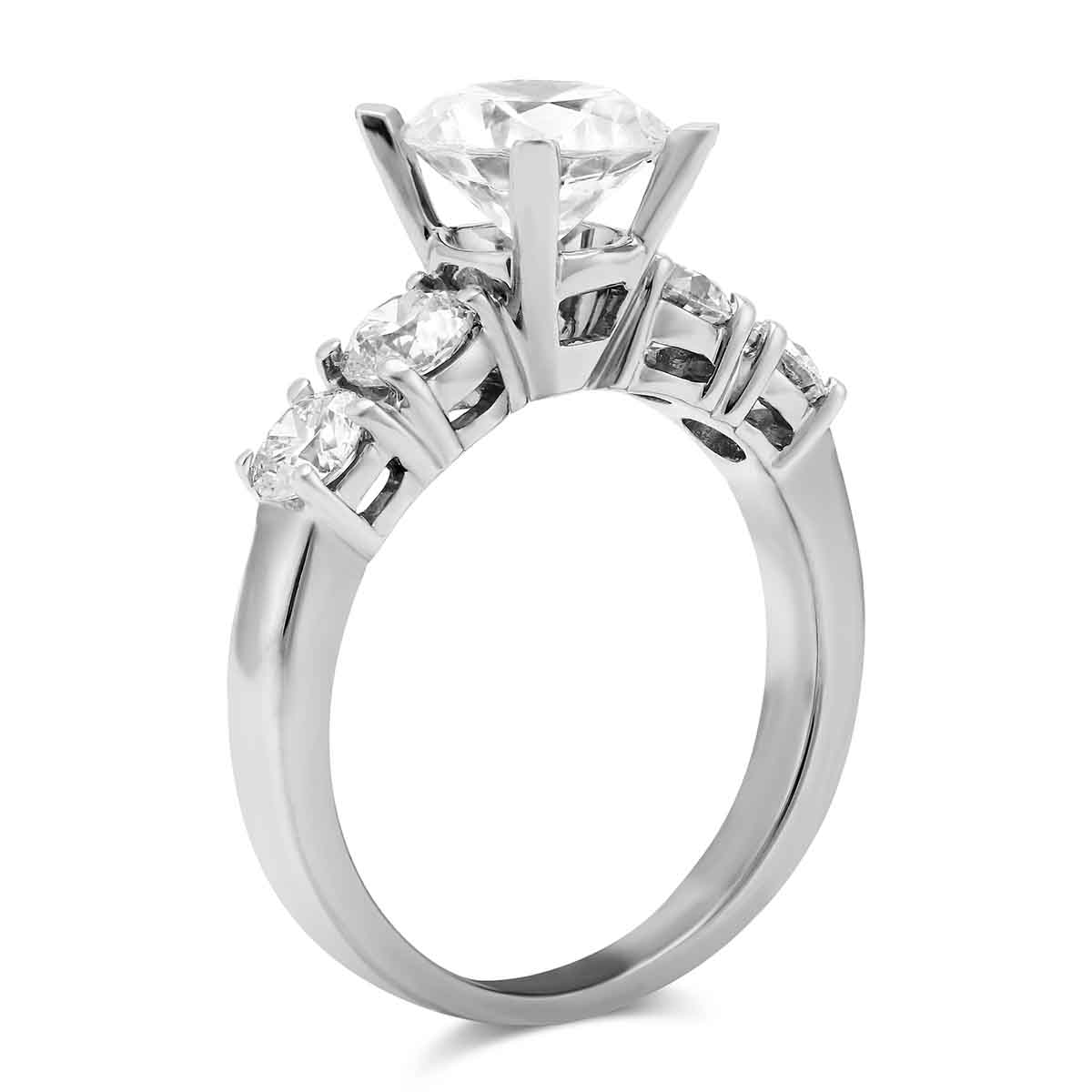 18K White Gold Prong Set Round Diamond Ring Setting