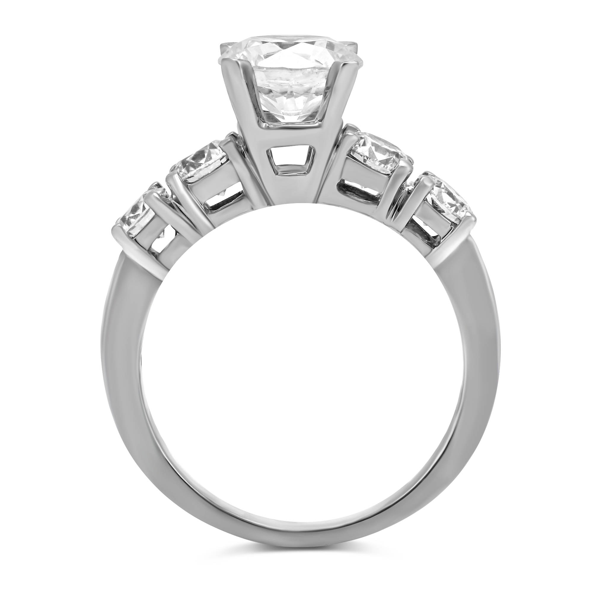 18K White Gold Prong Set Round Diamond Ring Setting