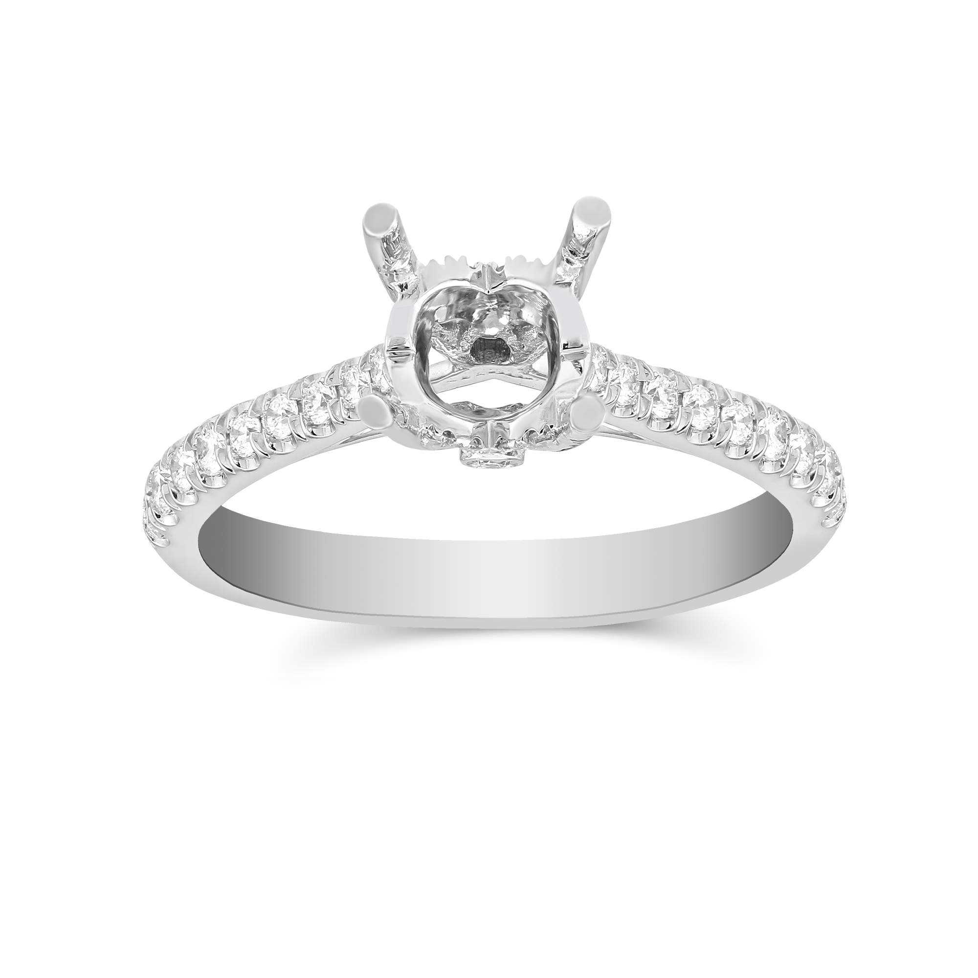 White Gold Prong Set Round Diamond Ring Setting