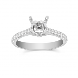 White Gold Prong Set Round Diamond Ring Setting, Size 6.5