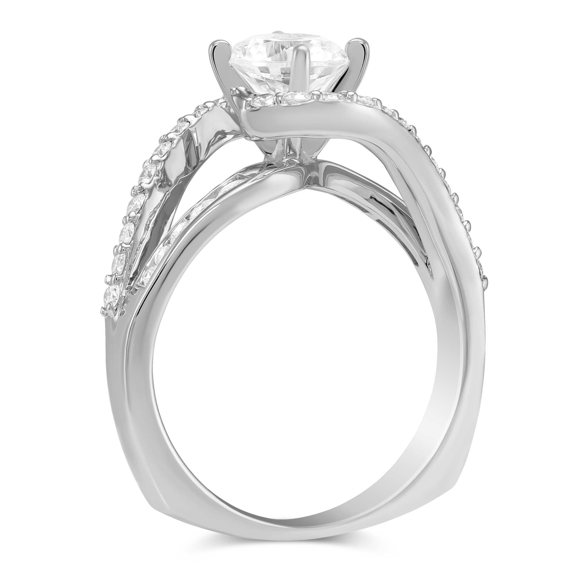 White Gold Swirl Diamond Ring Setting