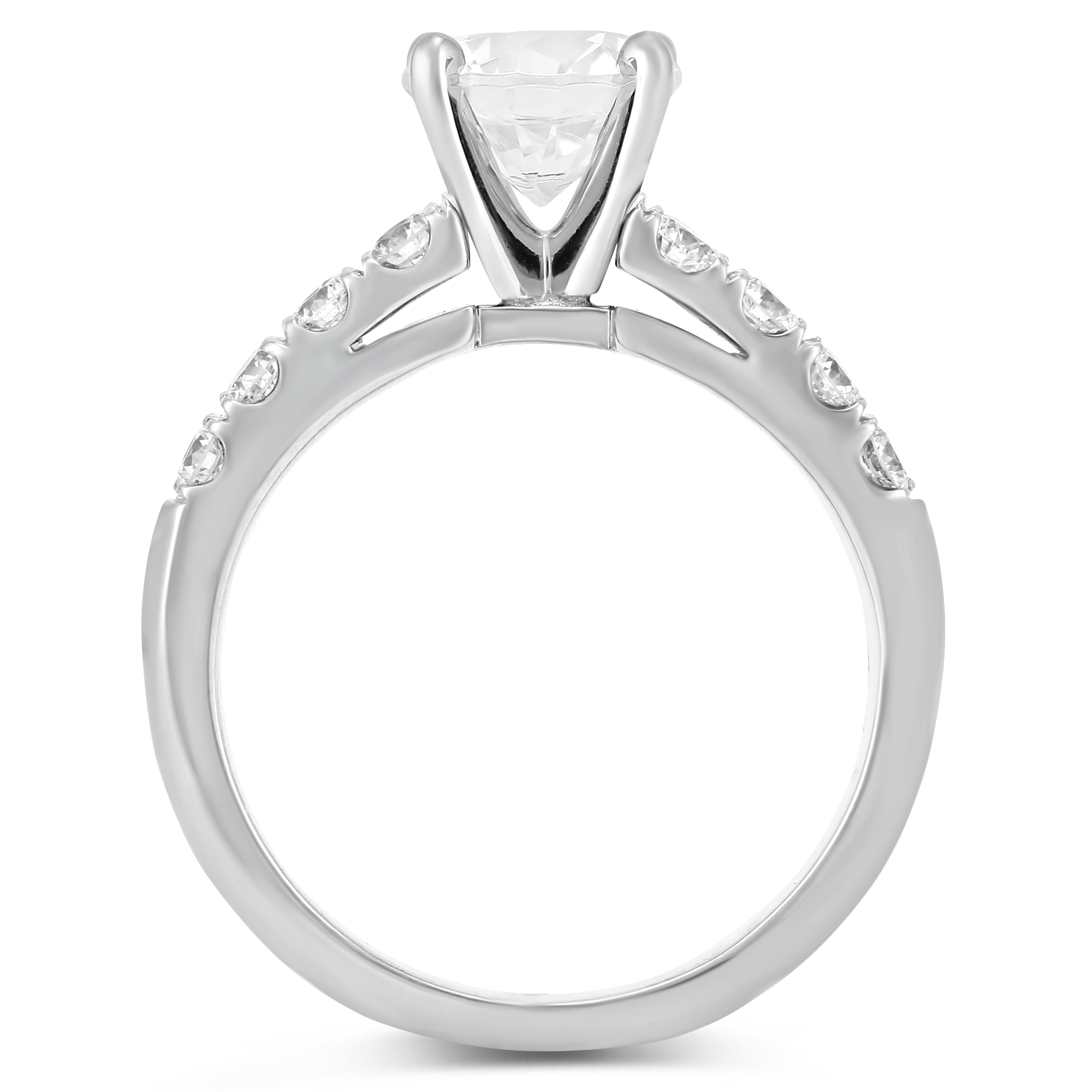 White Gold Two Row Prong Set Round Diamond Ring Setting