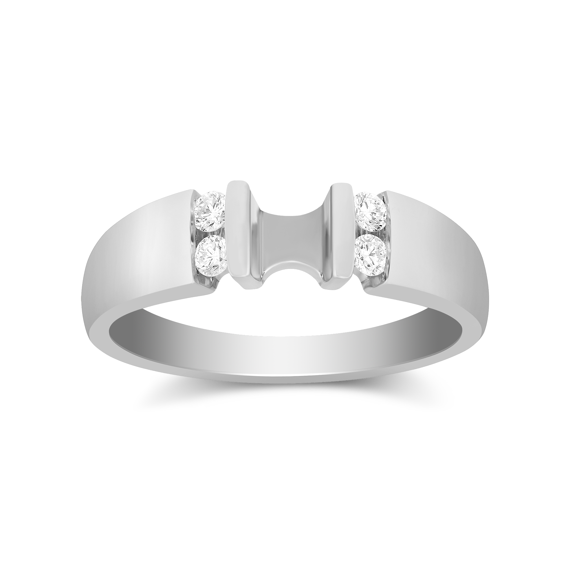 White Gold Petite Vertical Channel Set Round Diamond Ring Setting