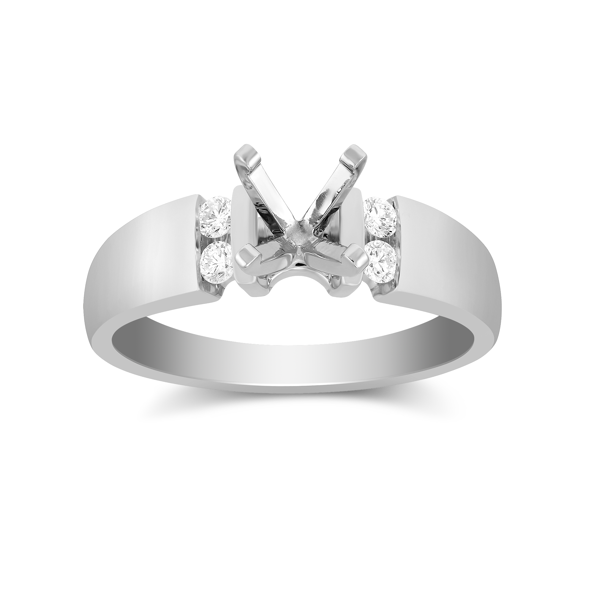 White Gold Petite Vertical Channel Set Round Diamond Ring Setting