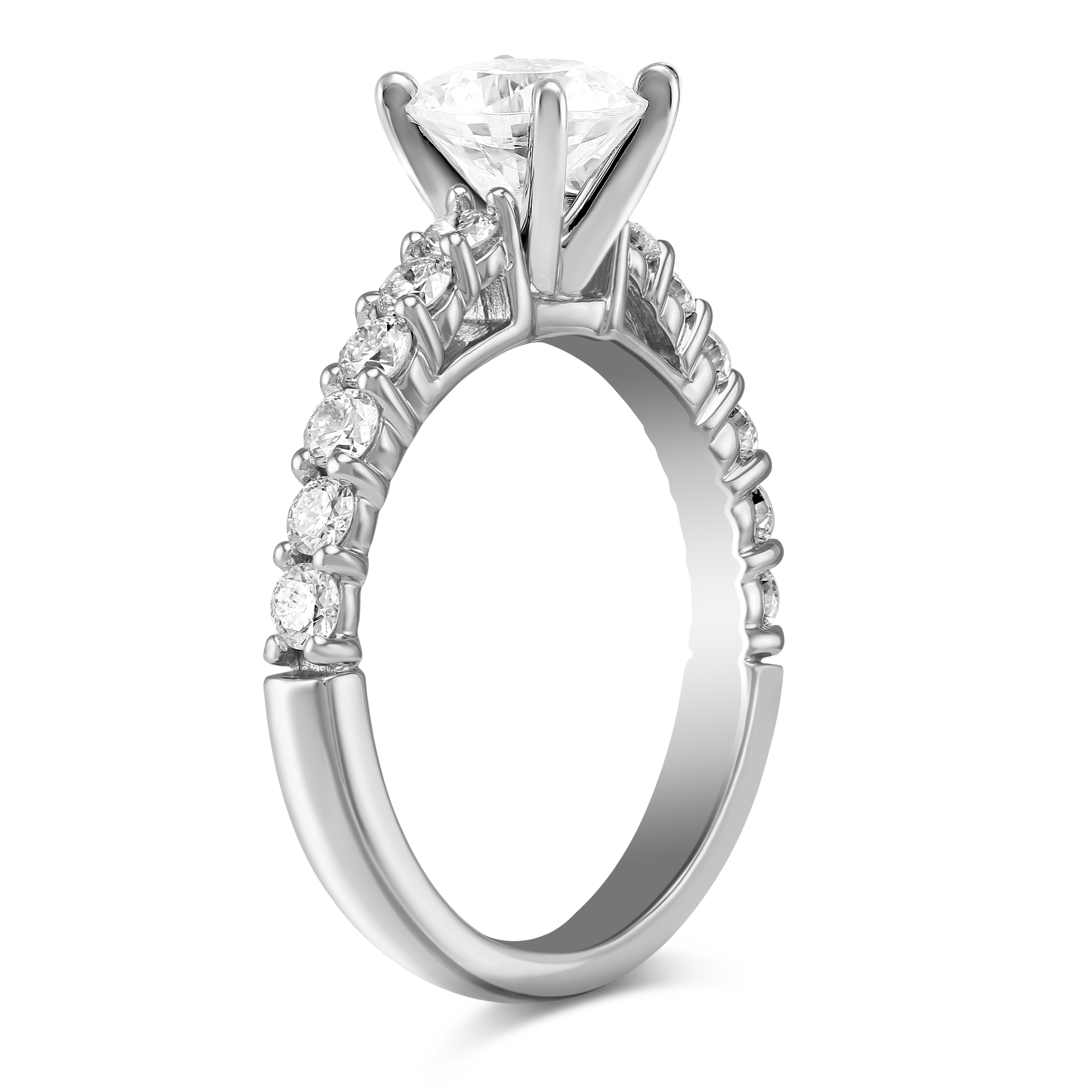 14K White Gold Prong Set Diamond Ring Setting