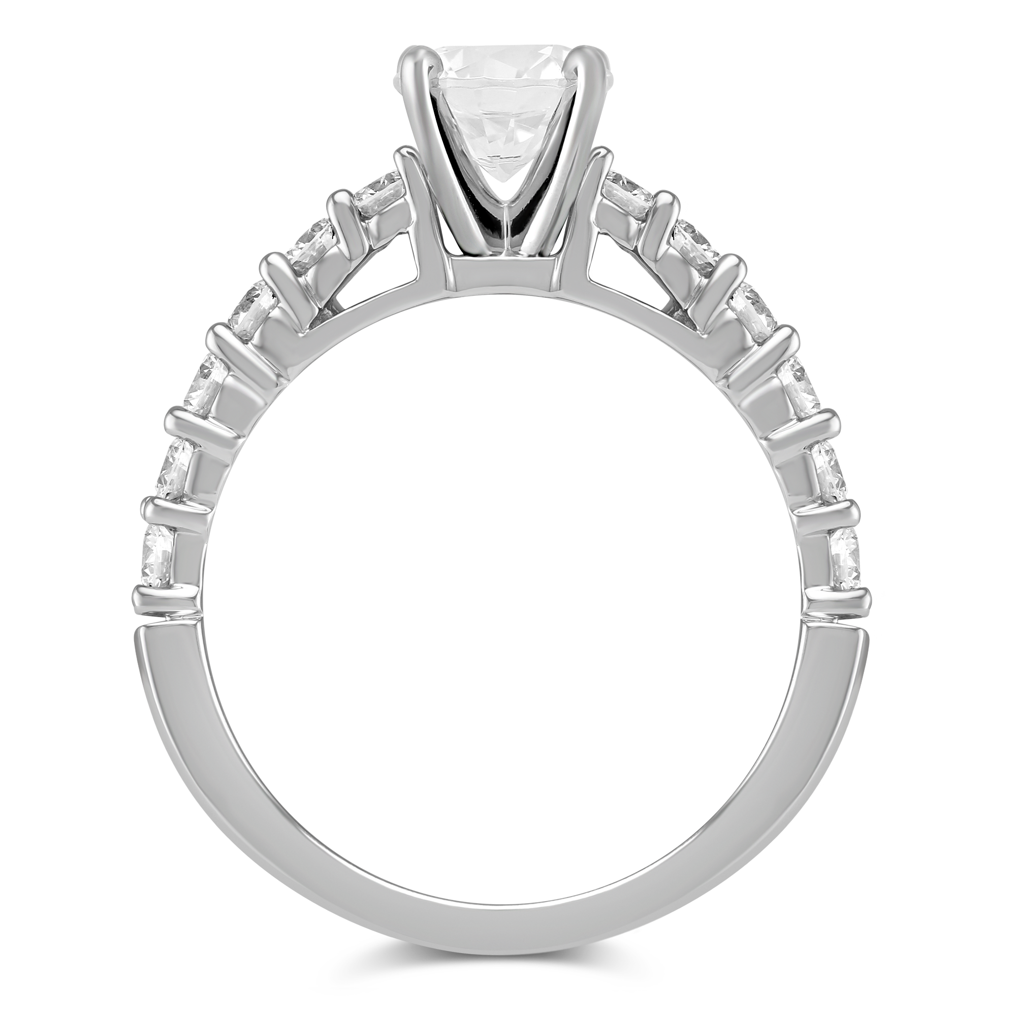 14K White Gold Prong Set Diamond Ring Setting
