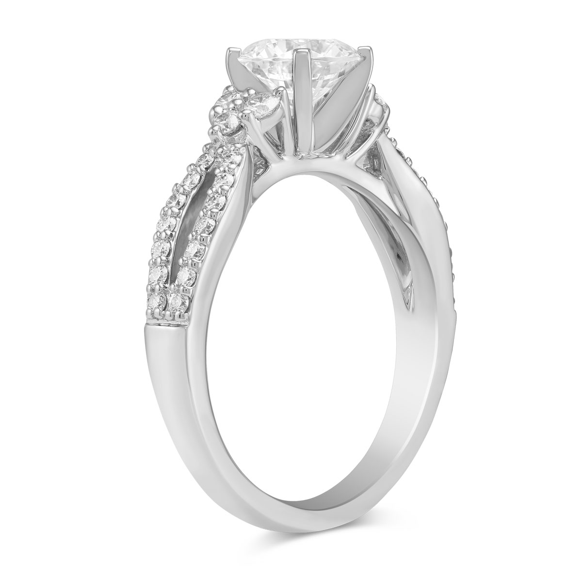 14K White Gold Open Shank Diamond Ring Setting